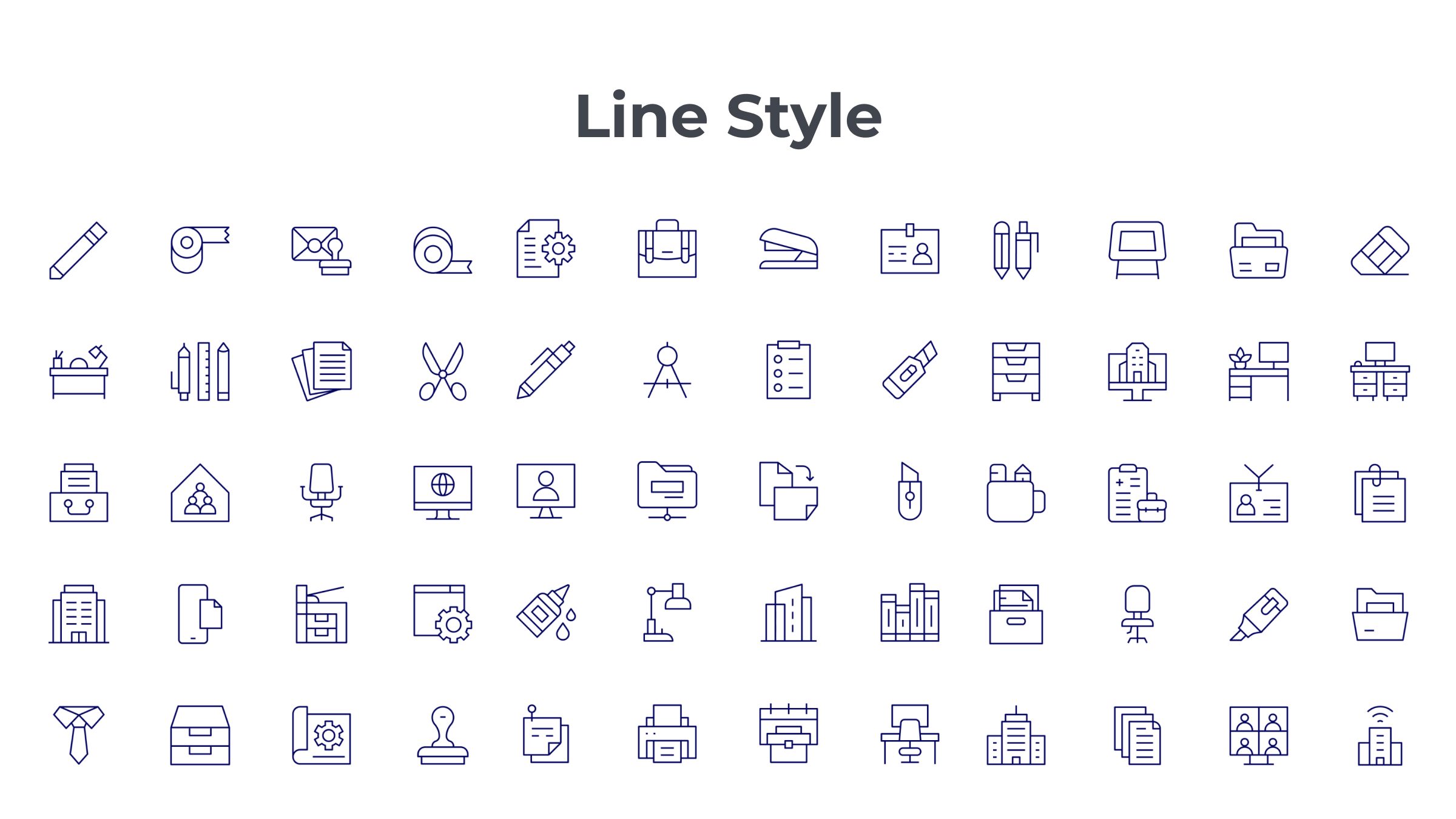 Office Icon Set. Duotone Line Style 7