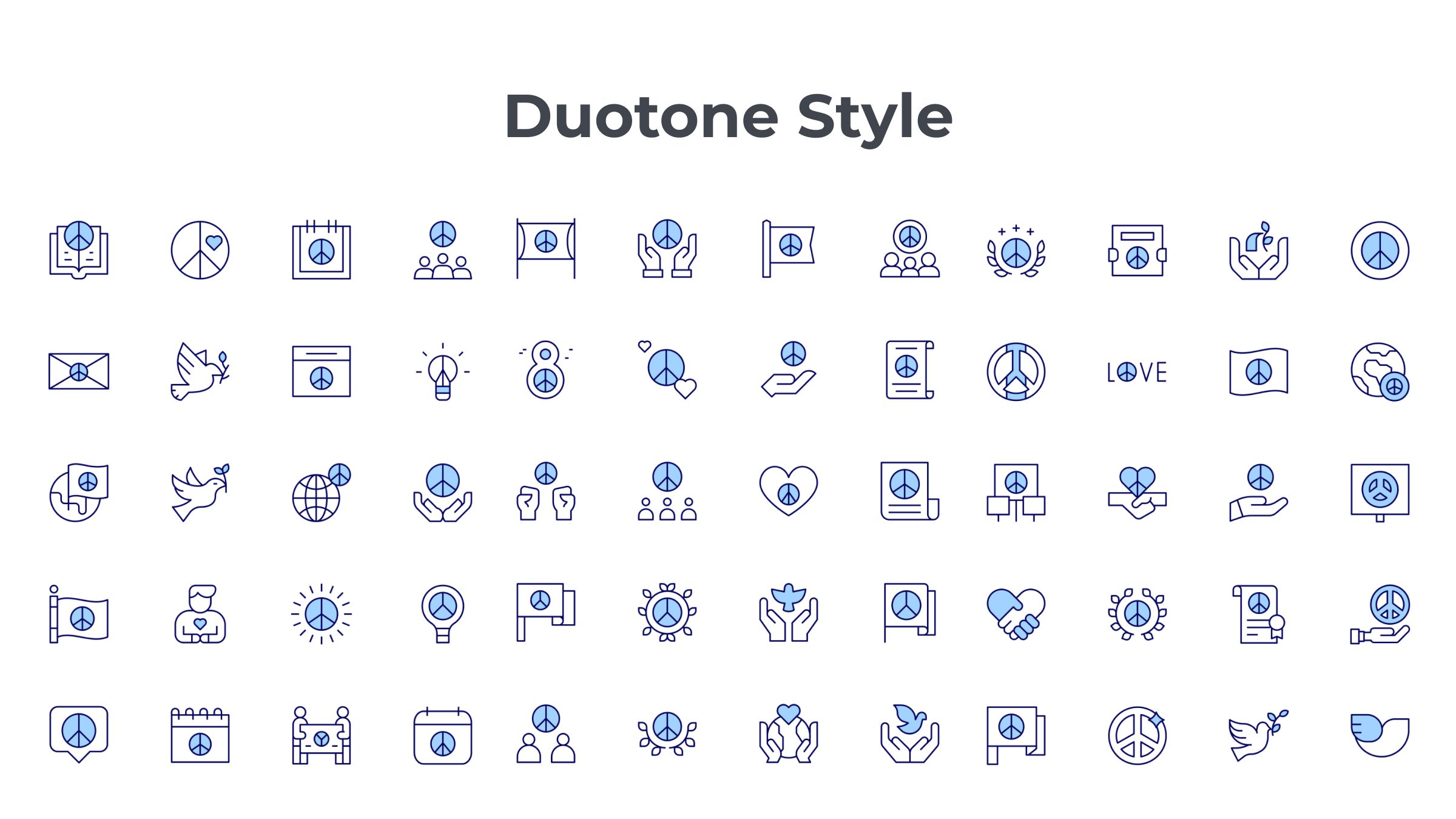 Peace Icon Set. Duotone Line Style 6