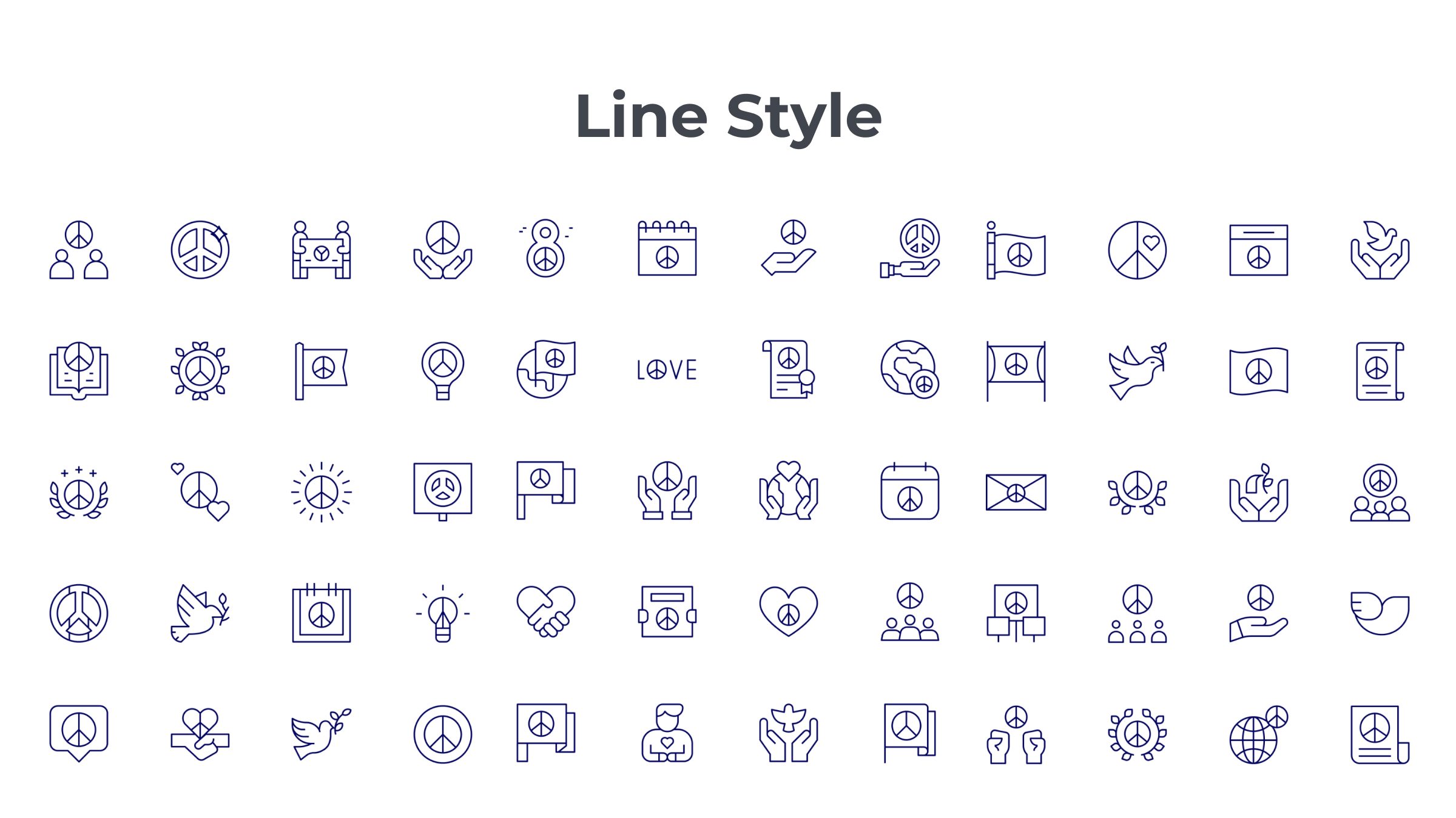 Peace Icon Set. Duotone Line Style 7