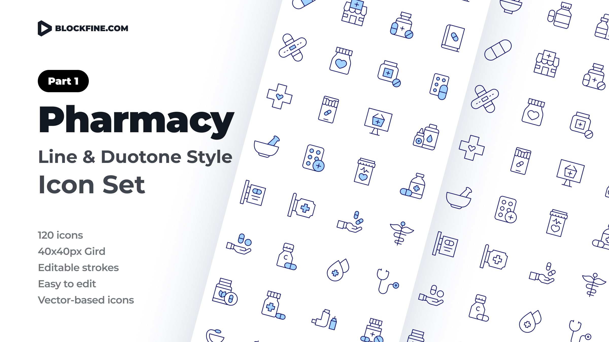 Pharmacy Icon Set. Duotone Line Style. Part 1 1