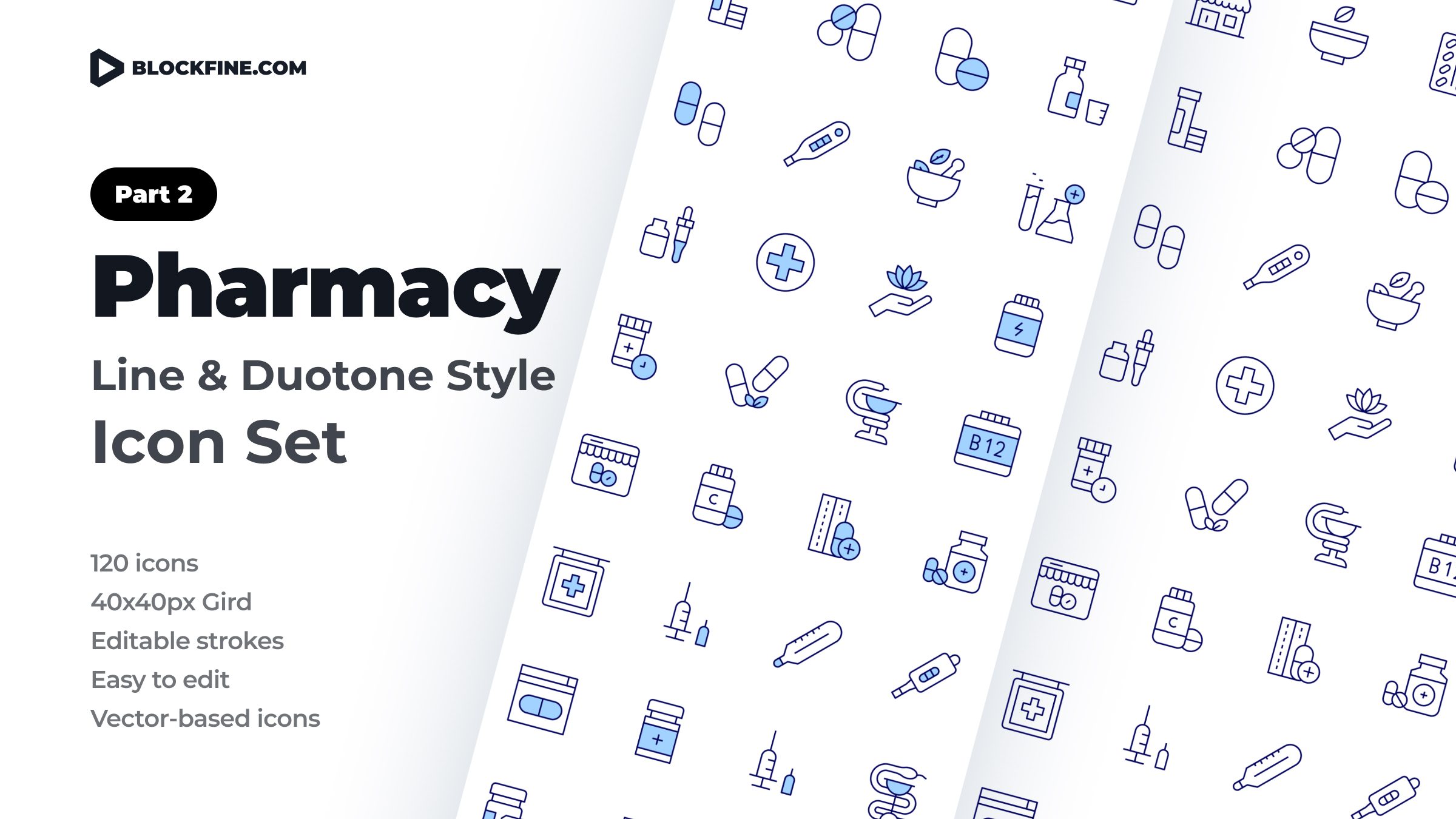 Pharmacy Icon Set. Duotone Line Style. Part 2 1