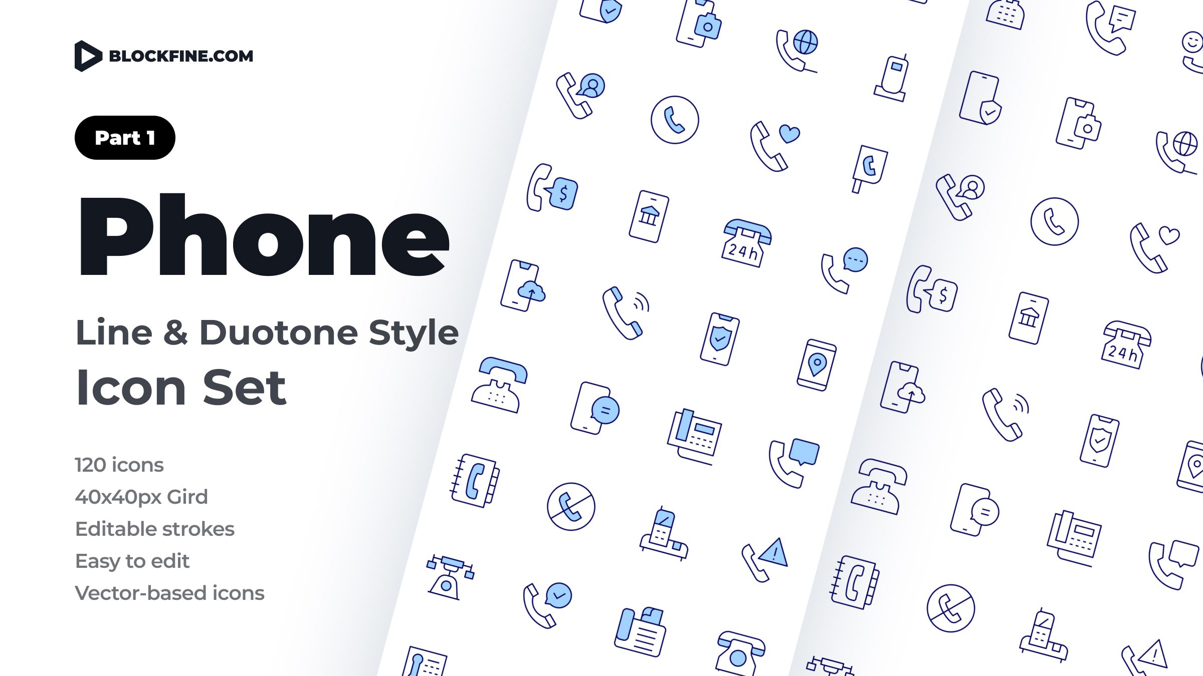 Phone Icon Set. Duotone Line Style. Part 1 1