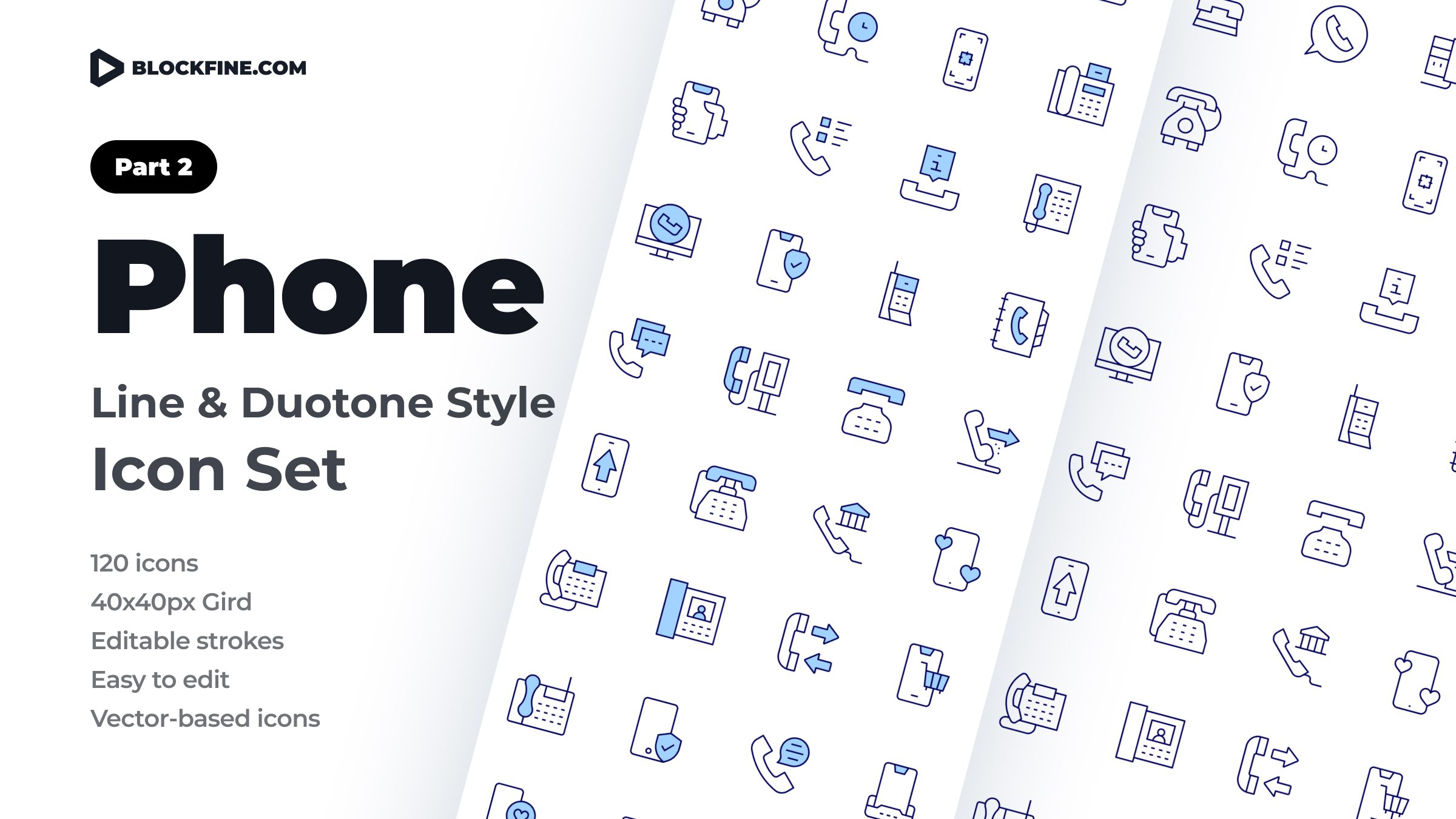 Phone Icon Set. Duotone Line Style. Part 2 1