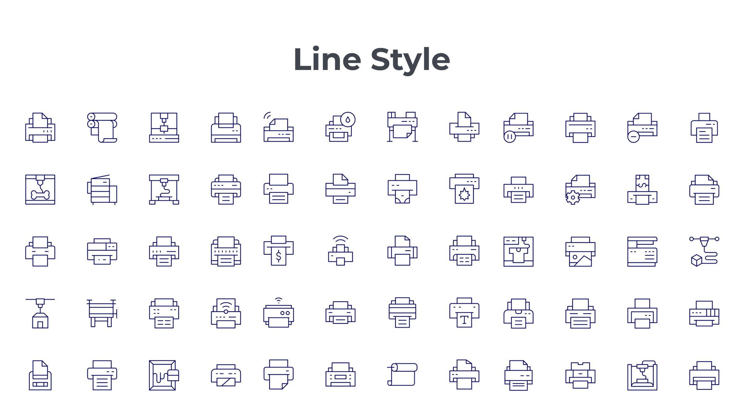 Printer Icon Set. Duotone Line Style. Part 1 7