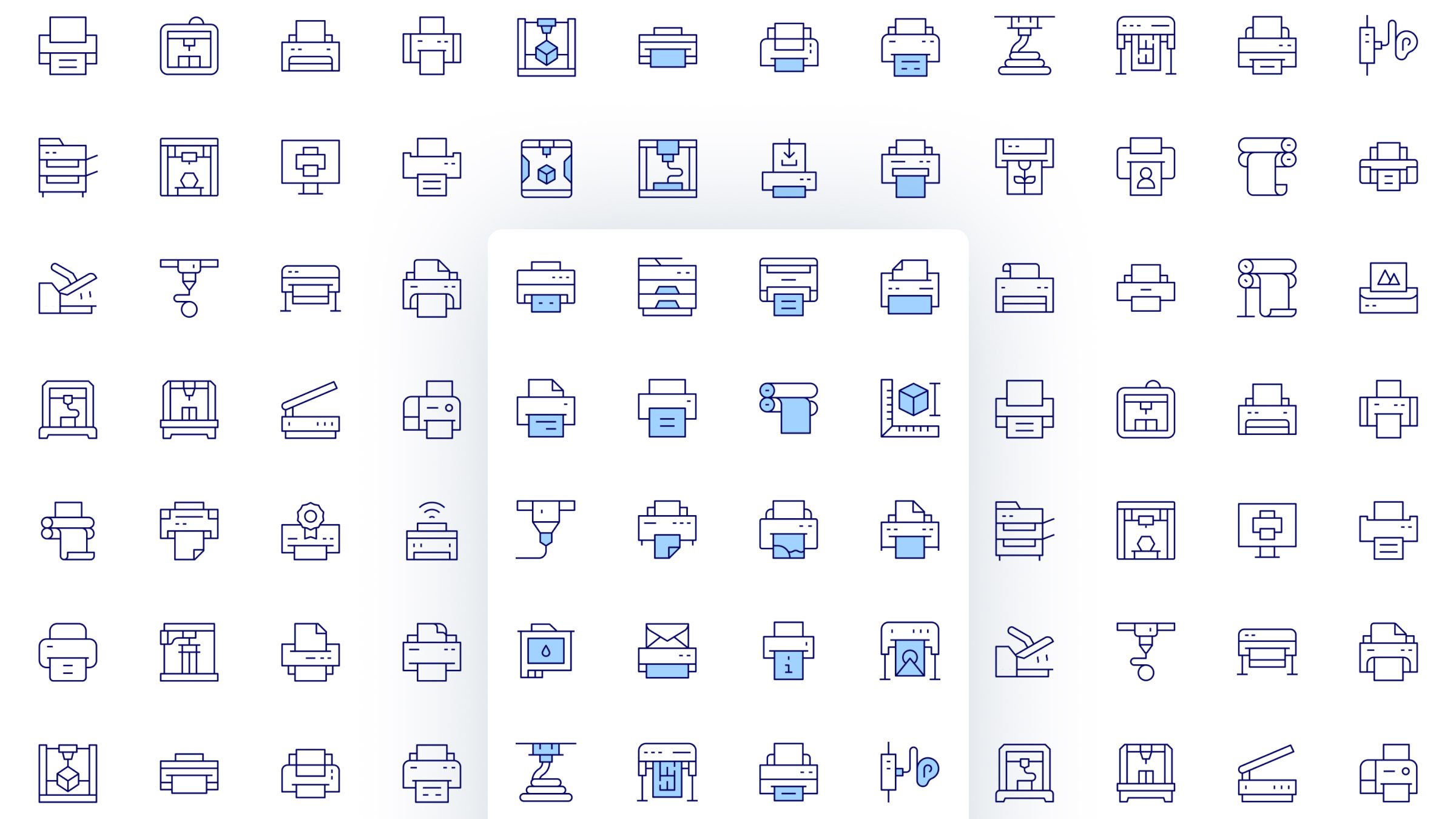 Printer Icon Set. Duotone Line Style. Part 2 2