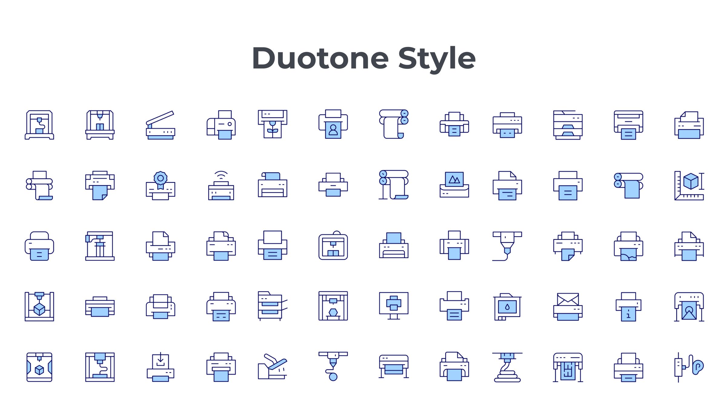 Printer Icon Set. Duotone Line Style. Part 2 6