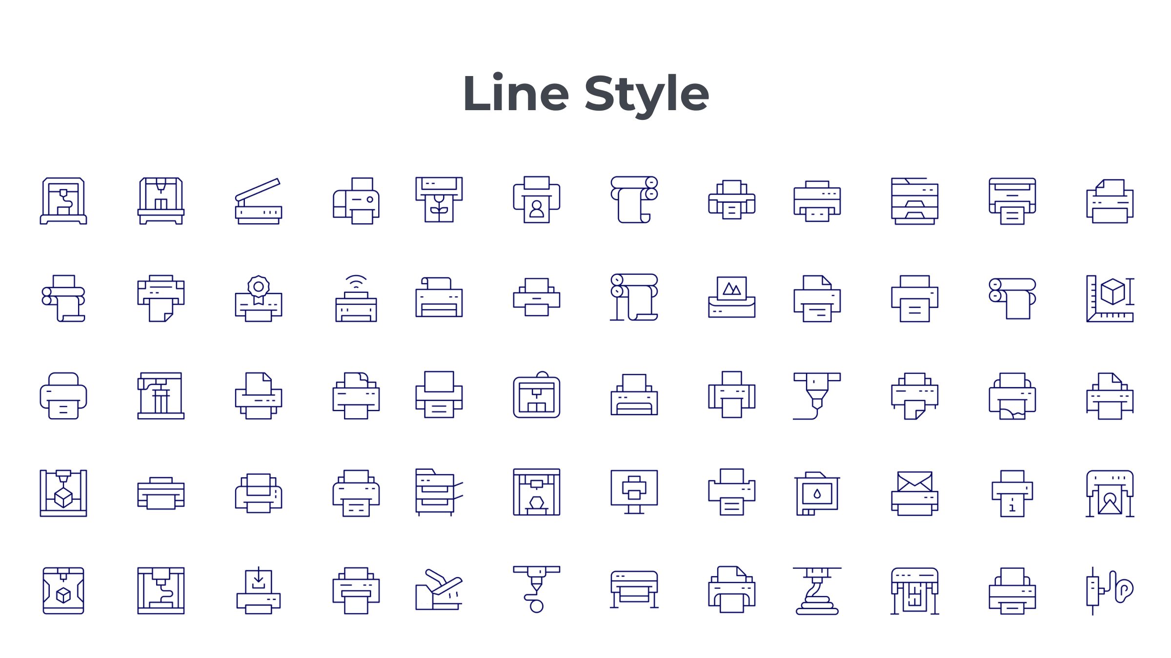 Printer Icon Set. Duotone Line Style. Part 2 7