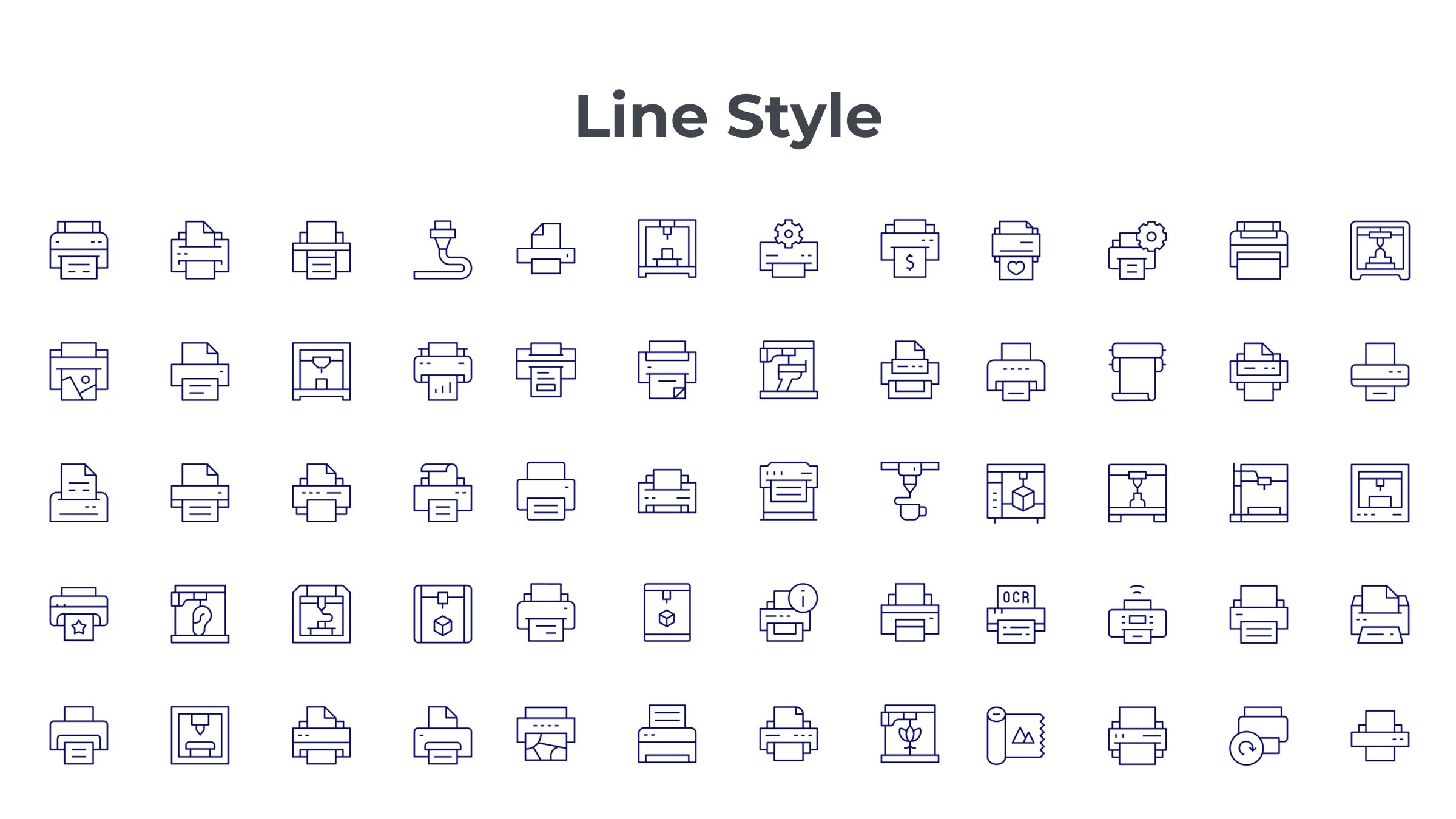 Printer Icon Set. Duotone Line Style. Part 3 7