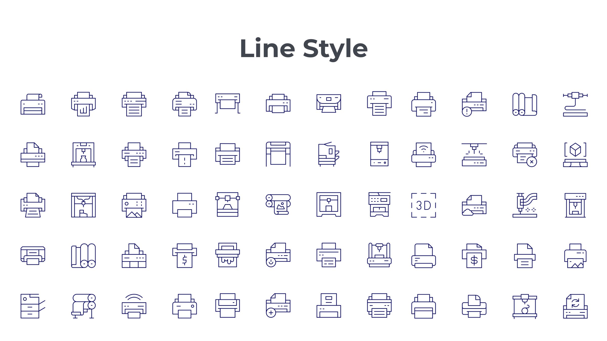 Printer Icon Set. Duotone Line Style. Part 4 7