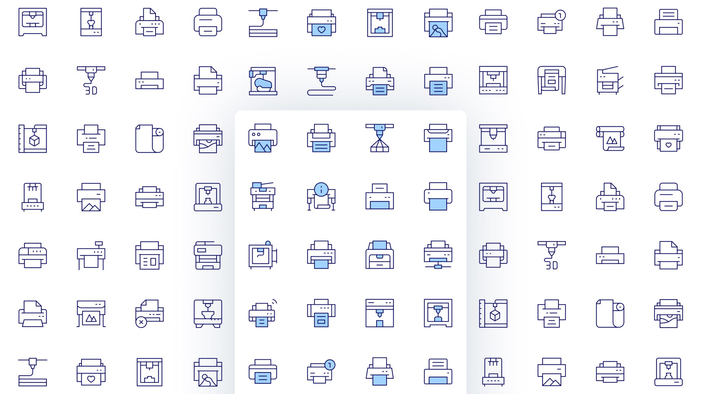 Printer Icon Set. Duotone Line Style. Part 5 2