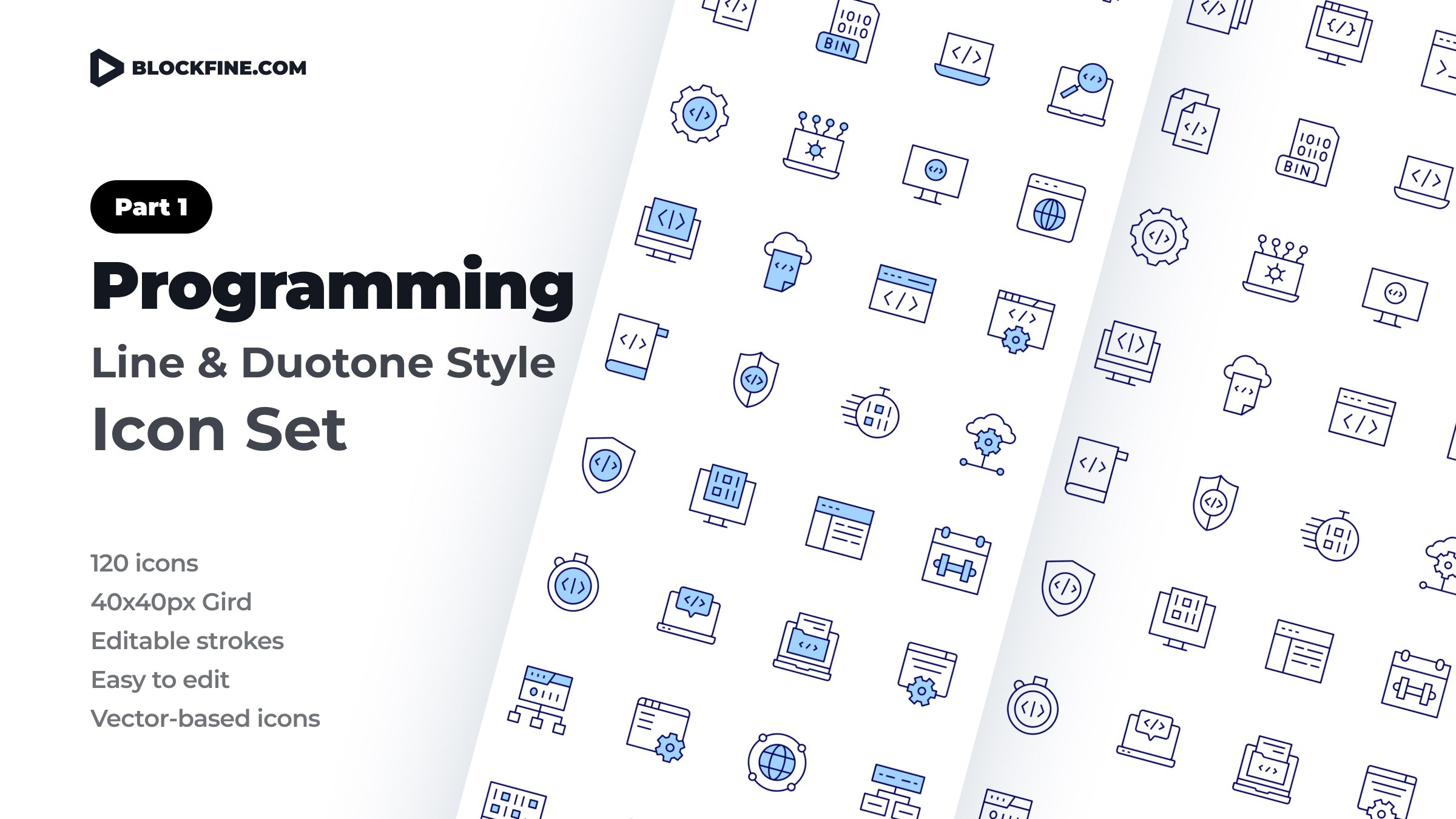 Programming Icon Set. Duotone Line Style. Part 1 1