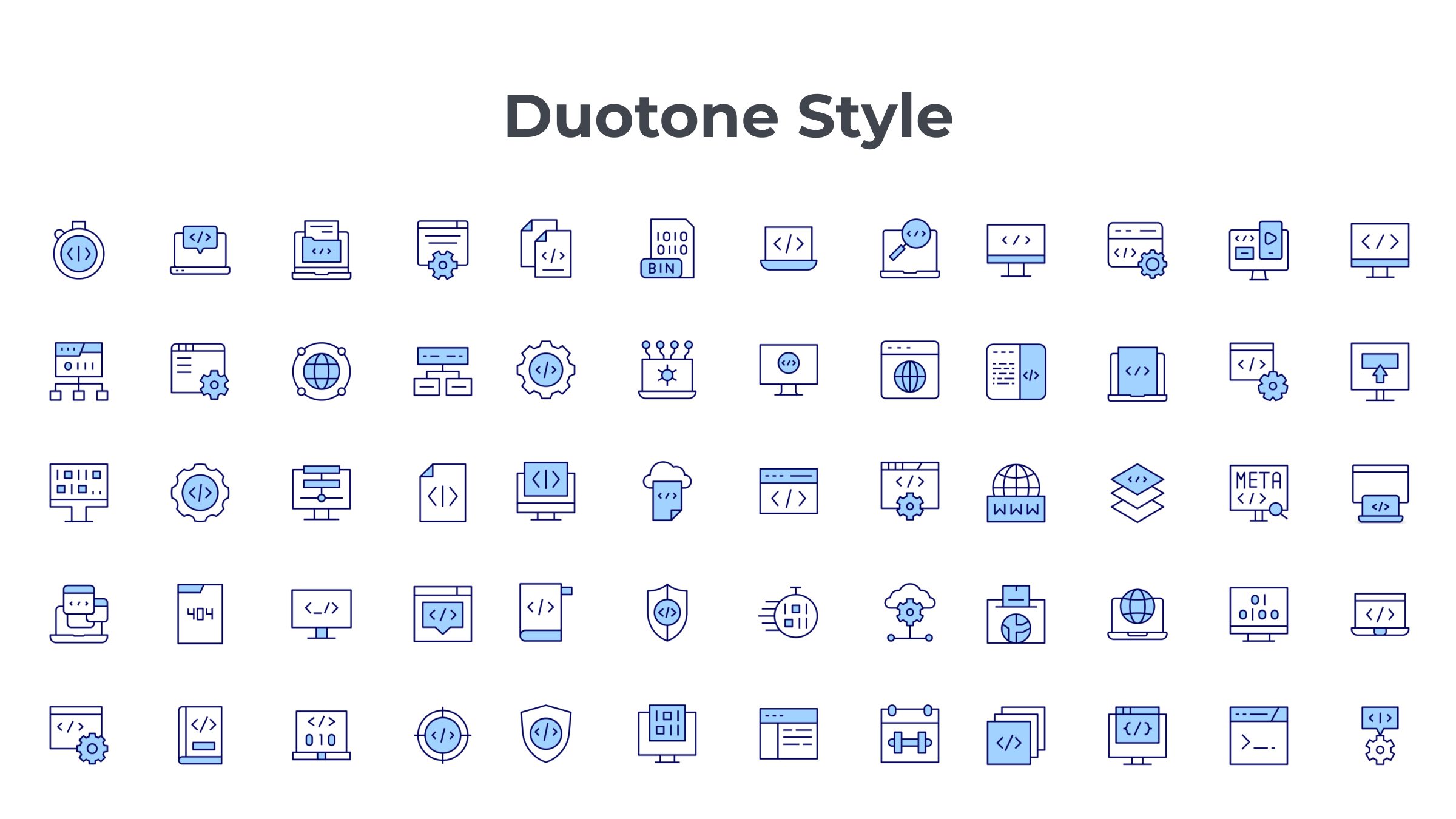 Programming Icon Set. Duotone Line Style. Part 1 6