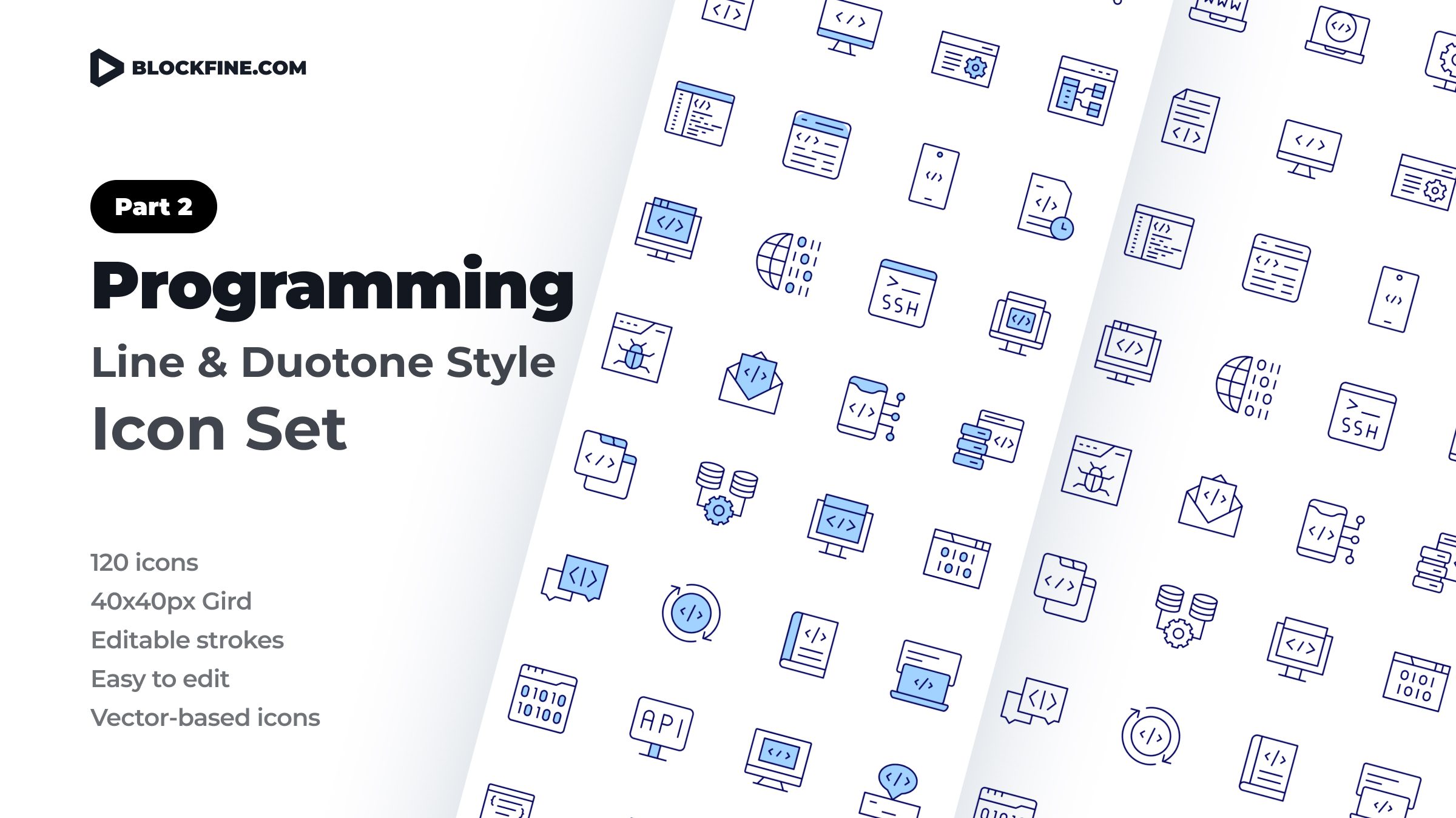 Programming Icon Set. Duotone Line Style. Part 2 1