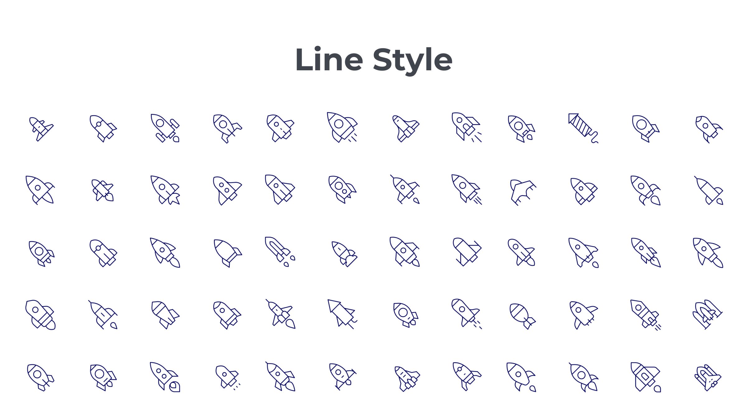 Rocket Icon Set. Duotone Line Style 7