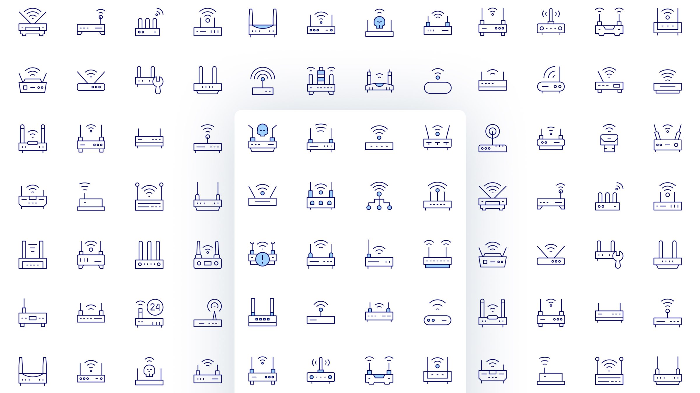 Router Icon Set. Duotone Line Style. Part 1 2