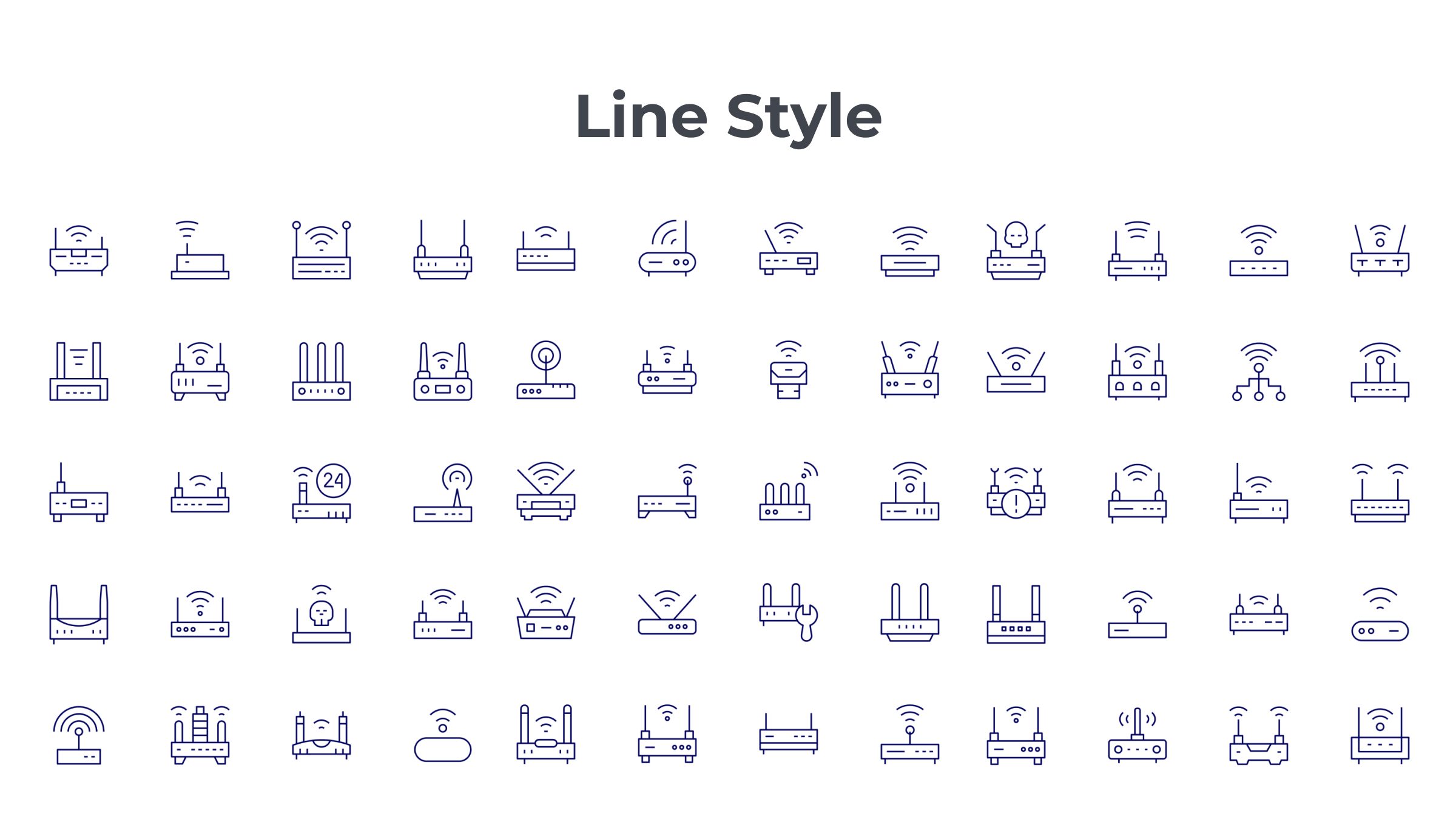 Router Icon Set. Duotone Line Style. Part 1 7