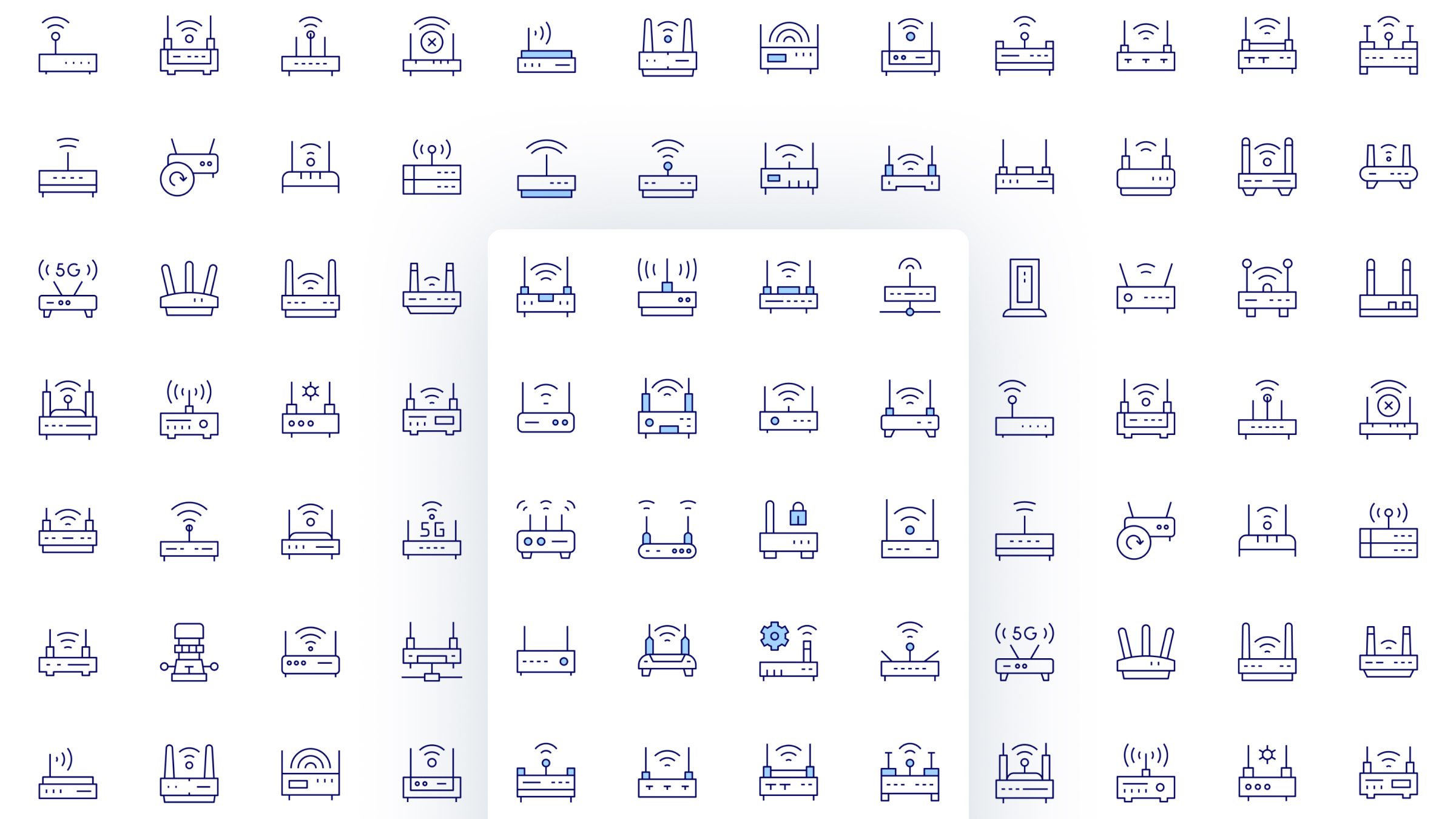 Router Icon Set. Duotone Line Style. Part 2 2