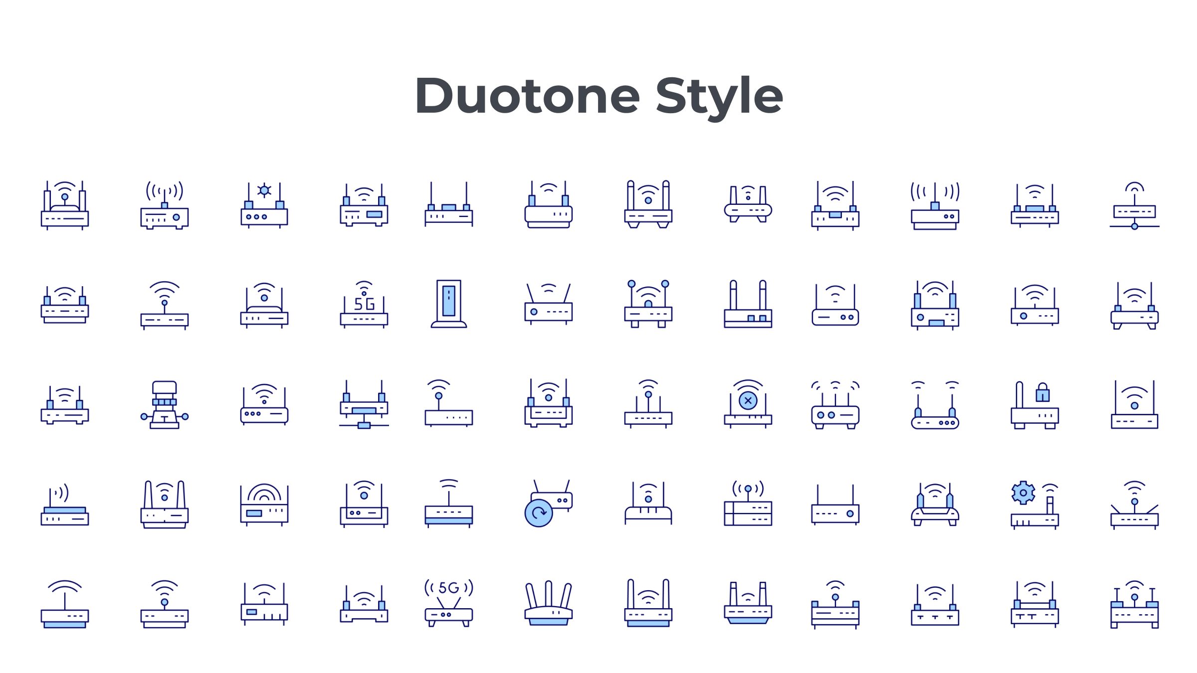 Router Icon Set. Duotone Line Style. Part 2 6