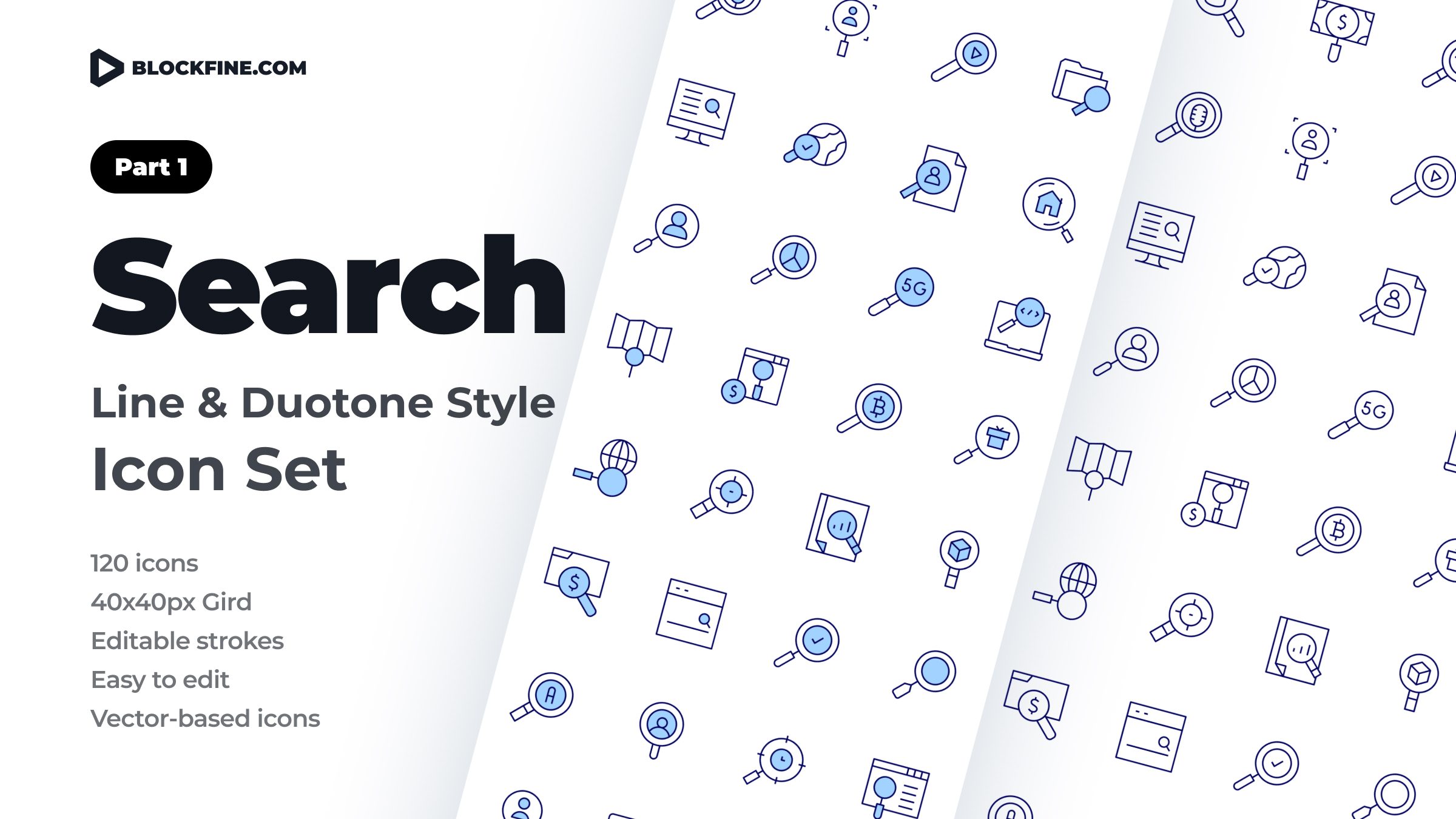 Search Icon Set. Duotone Line Style. Part 1 1