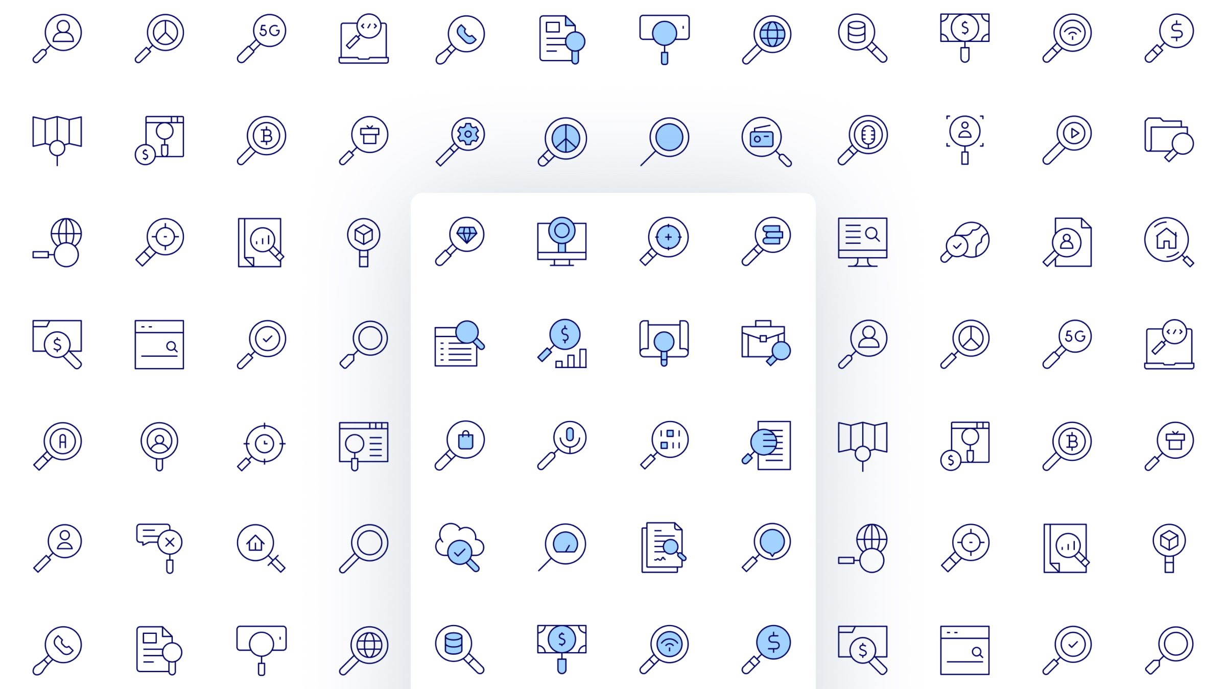 Search Icon Set. Duotone Line Style. Part 1 2