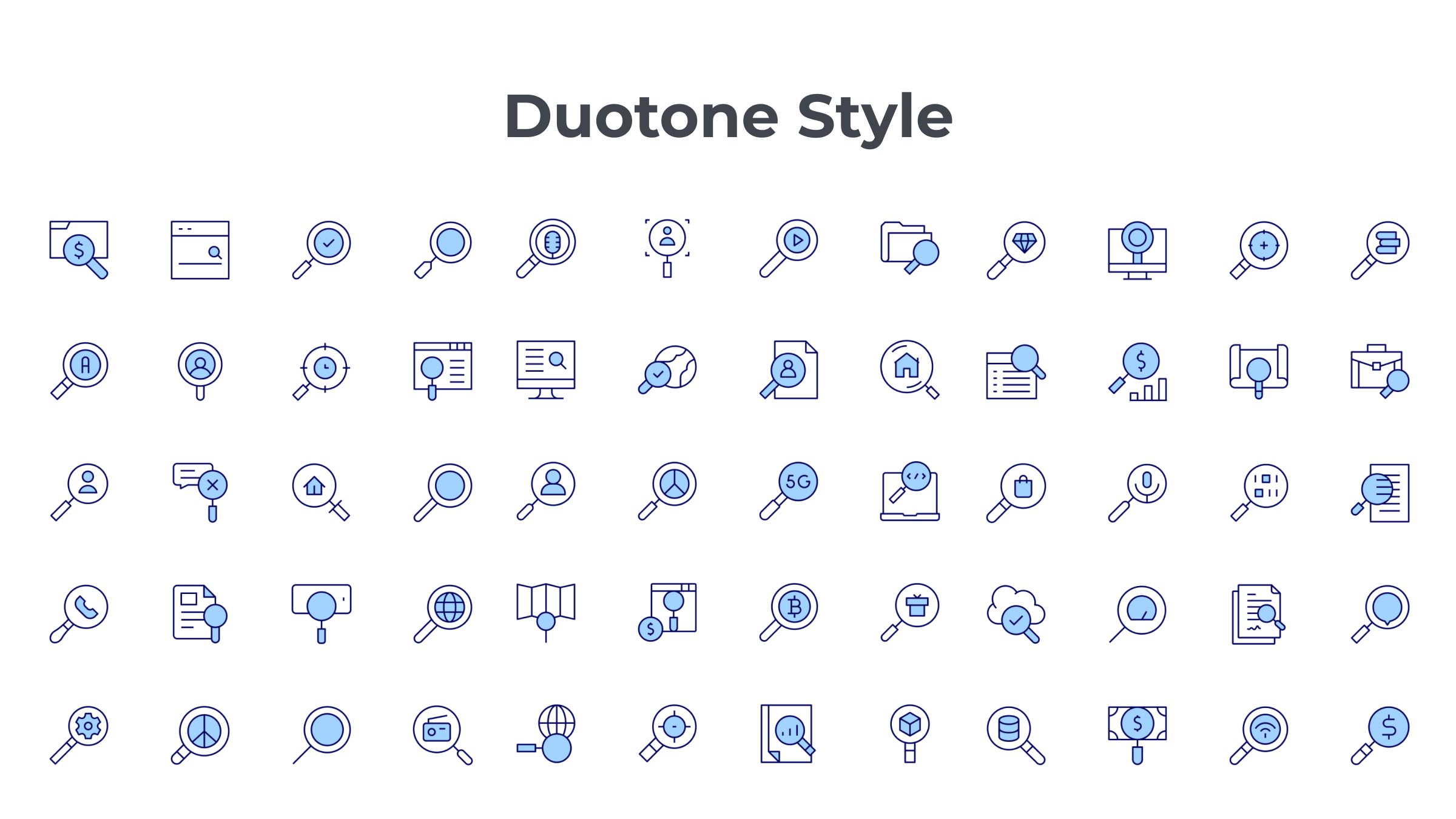 Search Icon Set. Duotone Line Style. Part 1 6