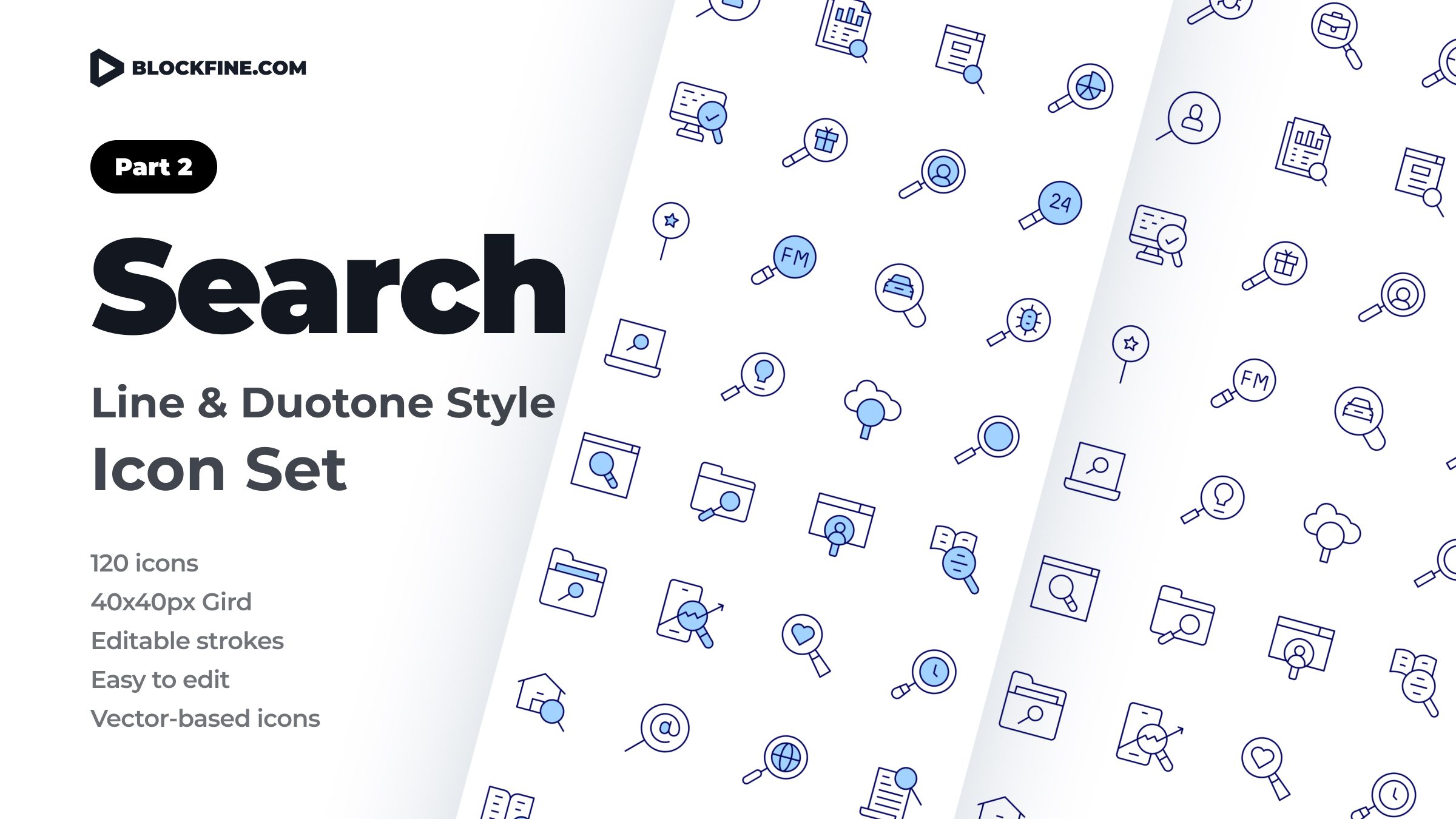 Search Icon Set. Duotone Line Style. Part 2 1