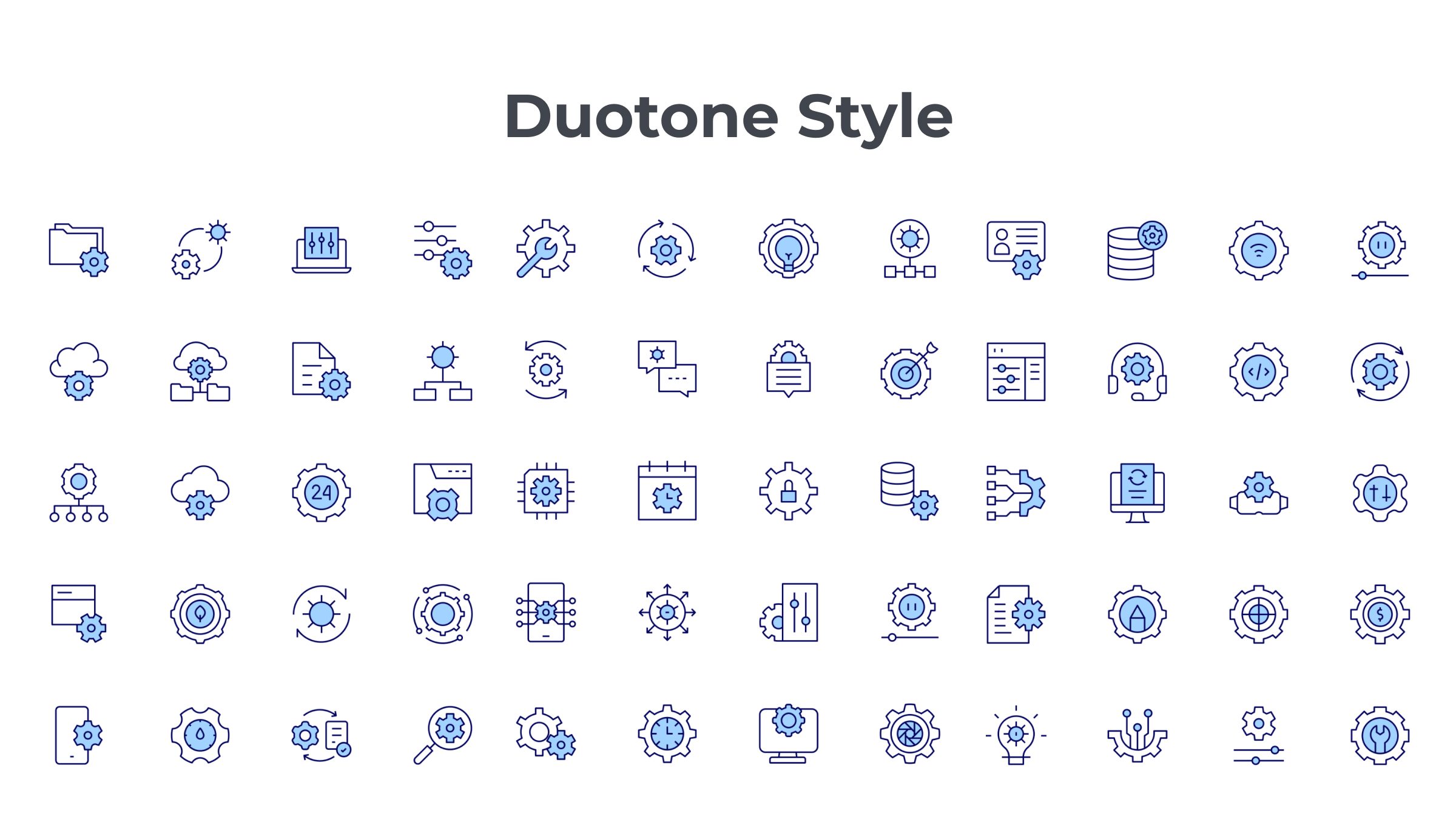 Setting Icon Set. Duotone Line Style. Part 1 6