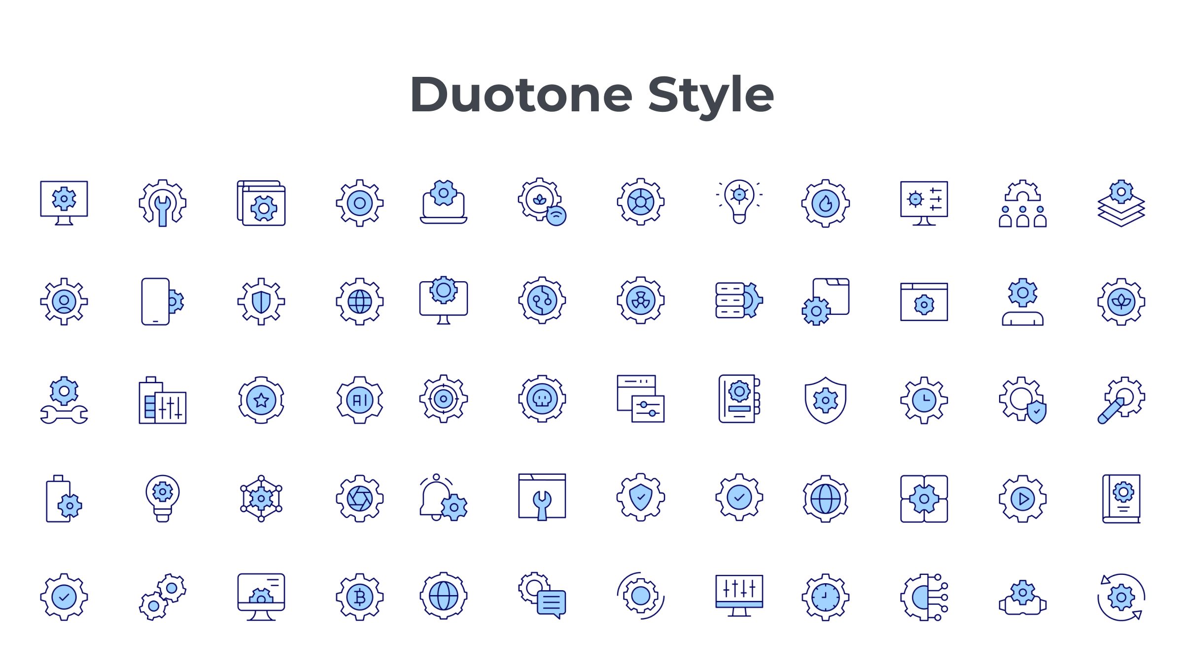 Setting Icon Set. Duotone Line Style. Part 3 6