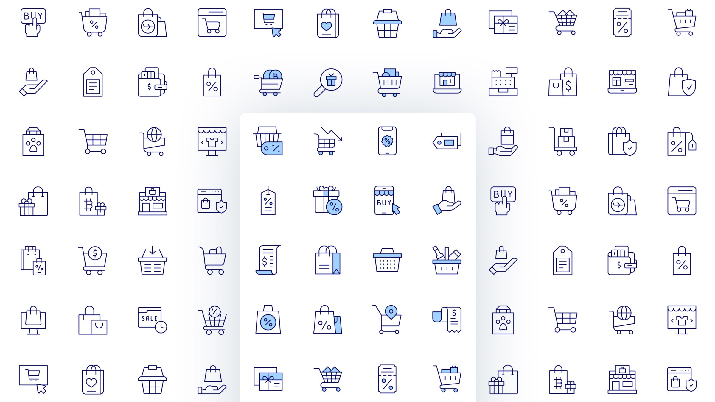 Shopping Icon Set. Duotone Line Style. Part 1 2