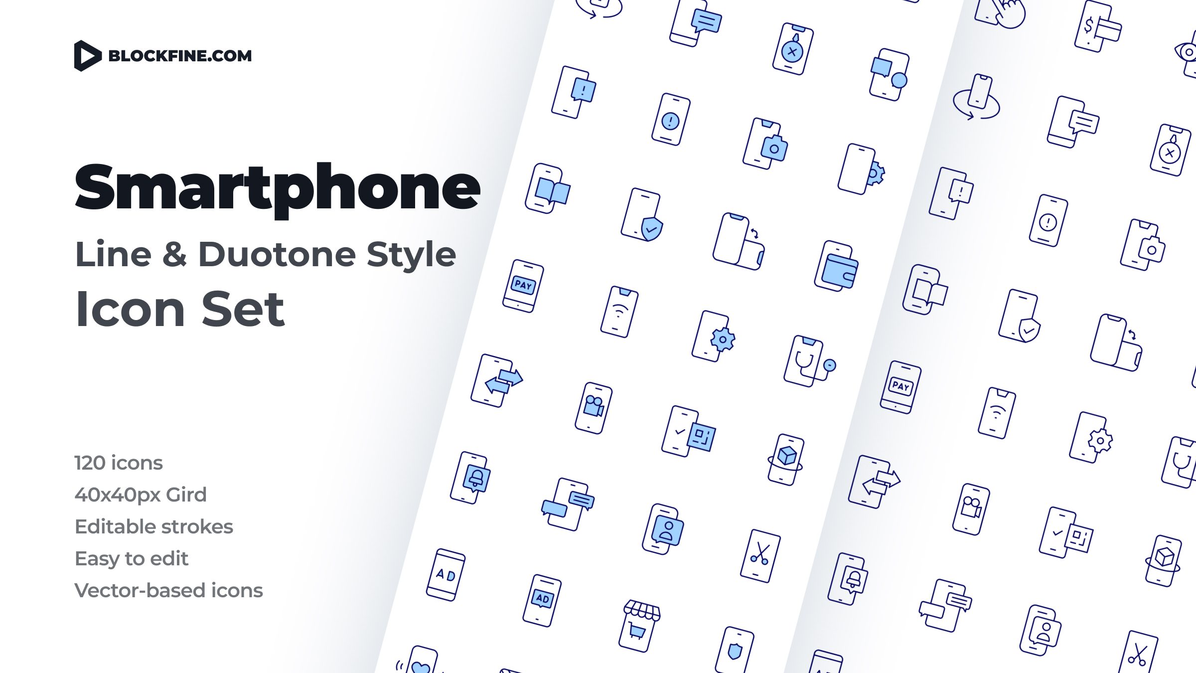 Smartphone Icon Set. Duotone Line Style 1