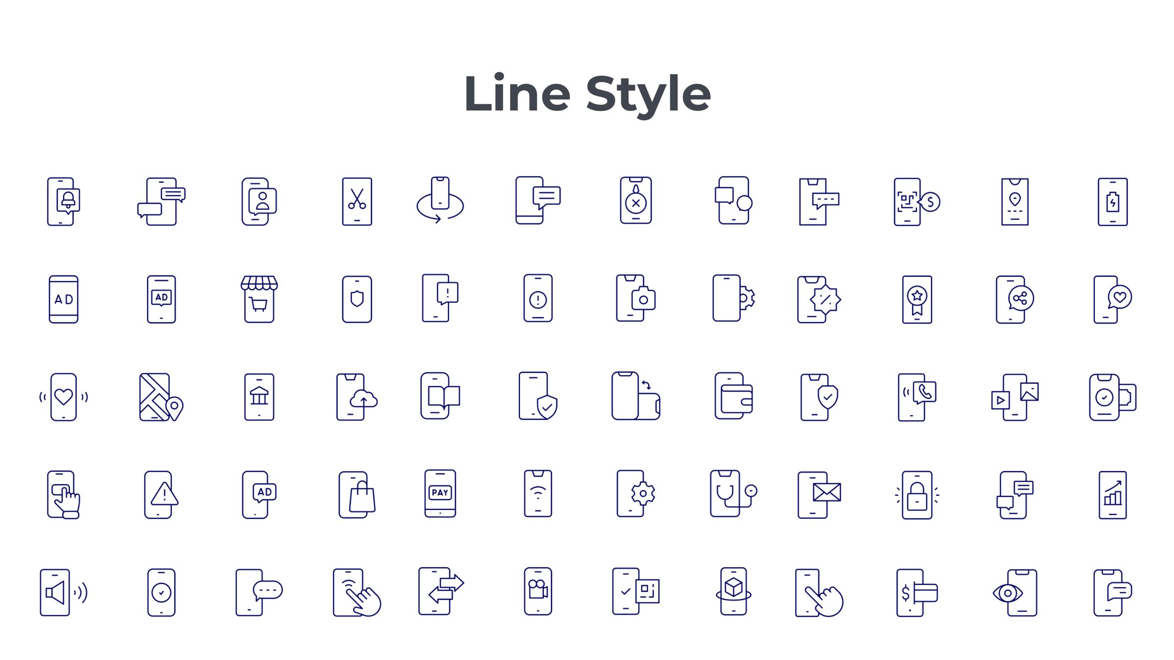 Smartphone Icon Set. Duotone Line Style 7