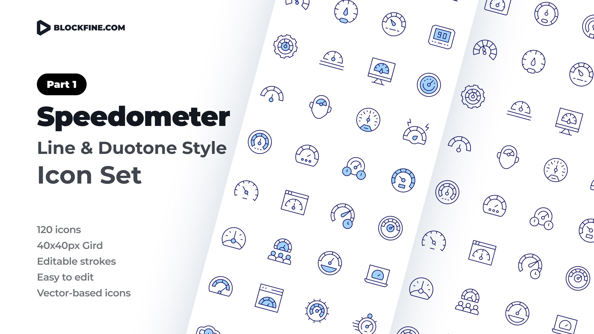 Speedometer Icon Set. Duotone Line Style. Part 1 1