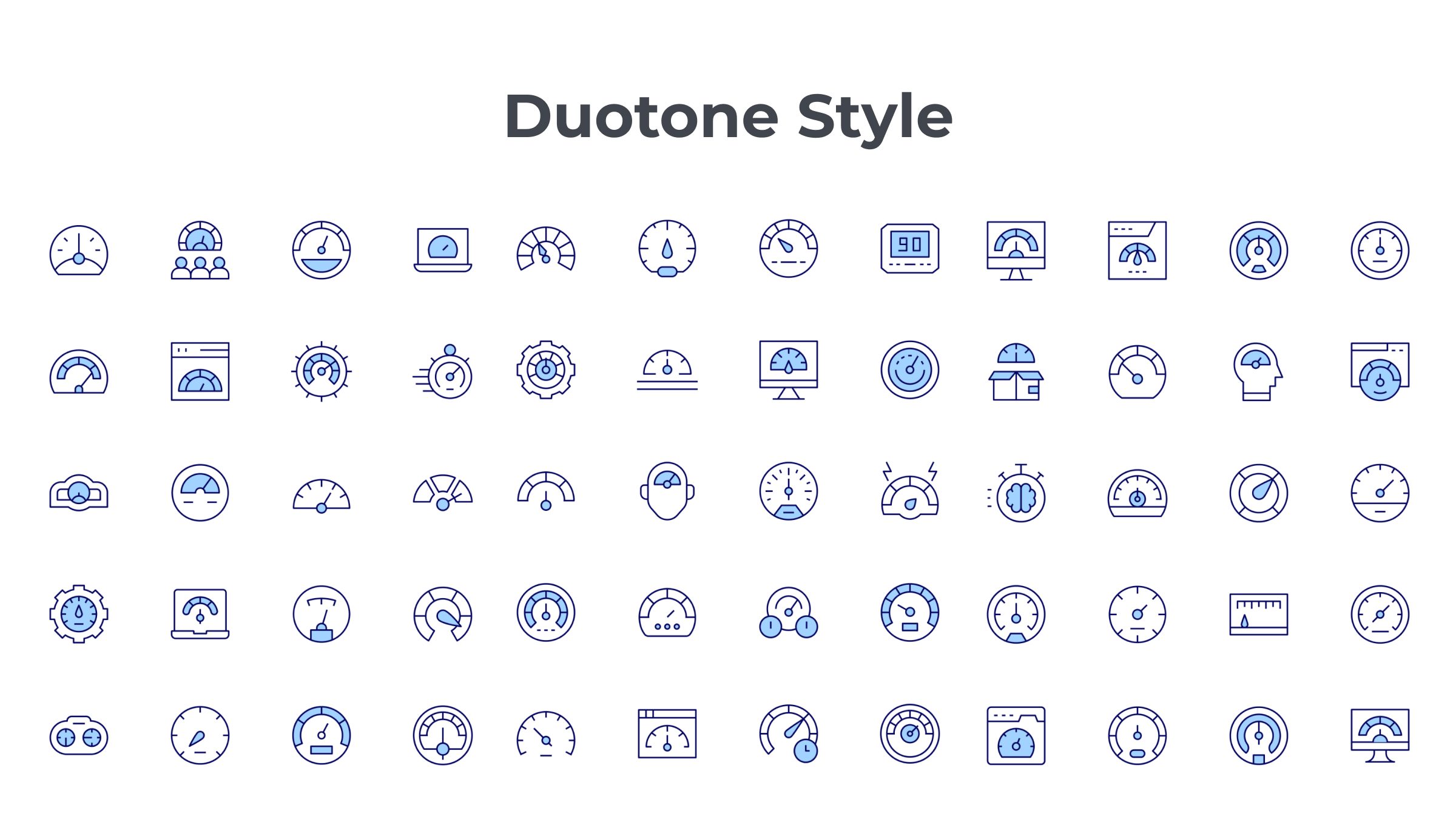 Speedometer Icon Set. Duotone Line Style. Part 1 6