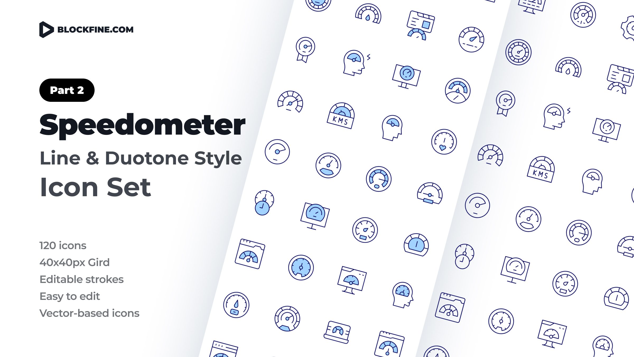 Speedometer Icon Set. Duotone Line Style. Part 2 1