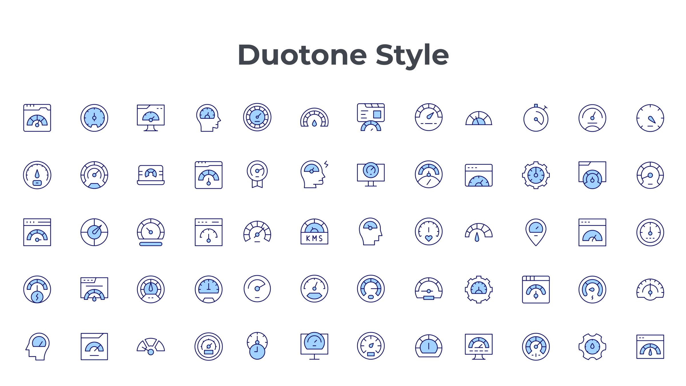 Speedometer Icon Set. Duotone Line Style. Part 2 6