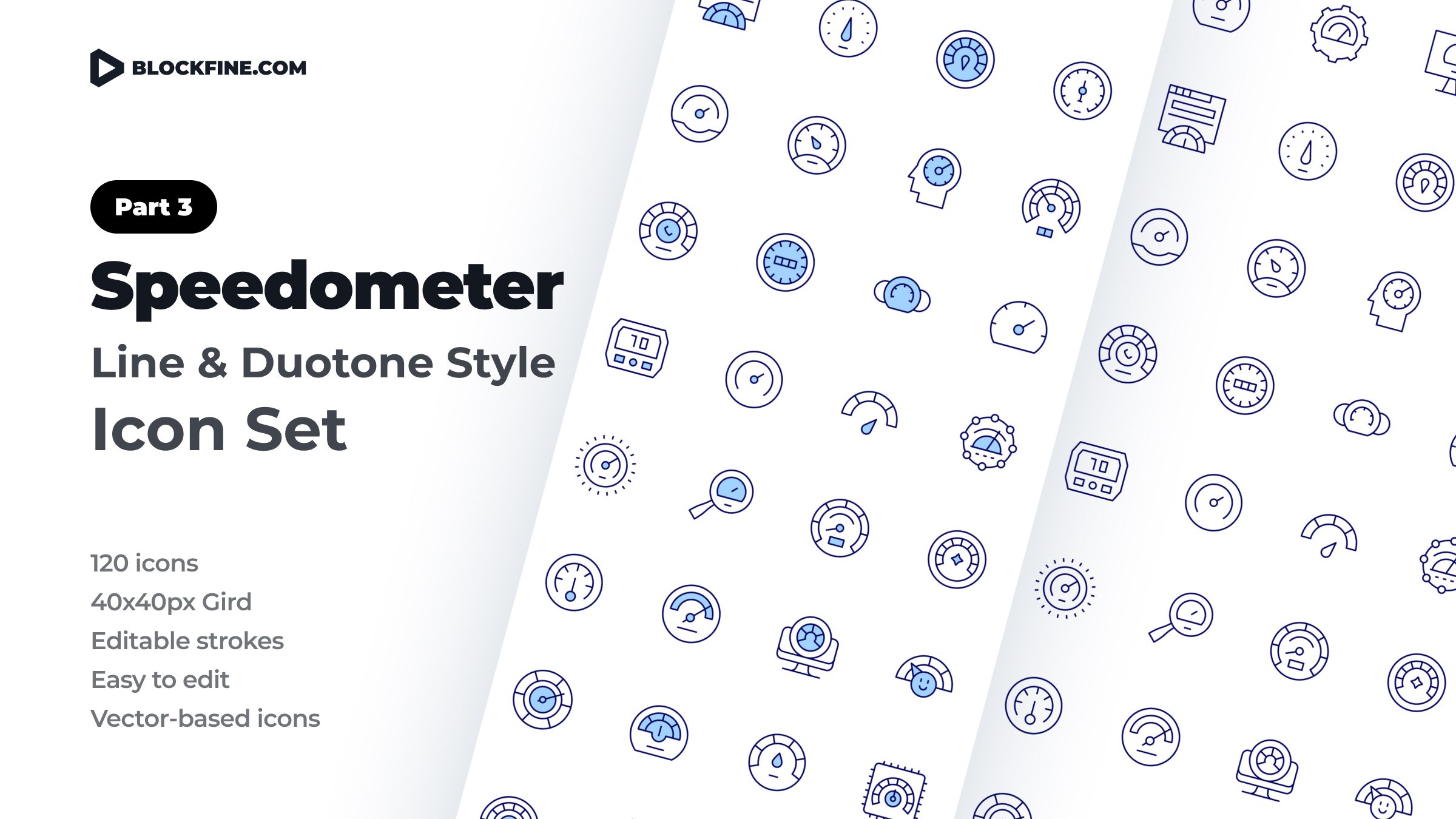 Speedometer Icon Set. Duotone Line Style. Part 3 1