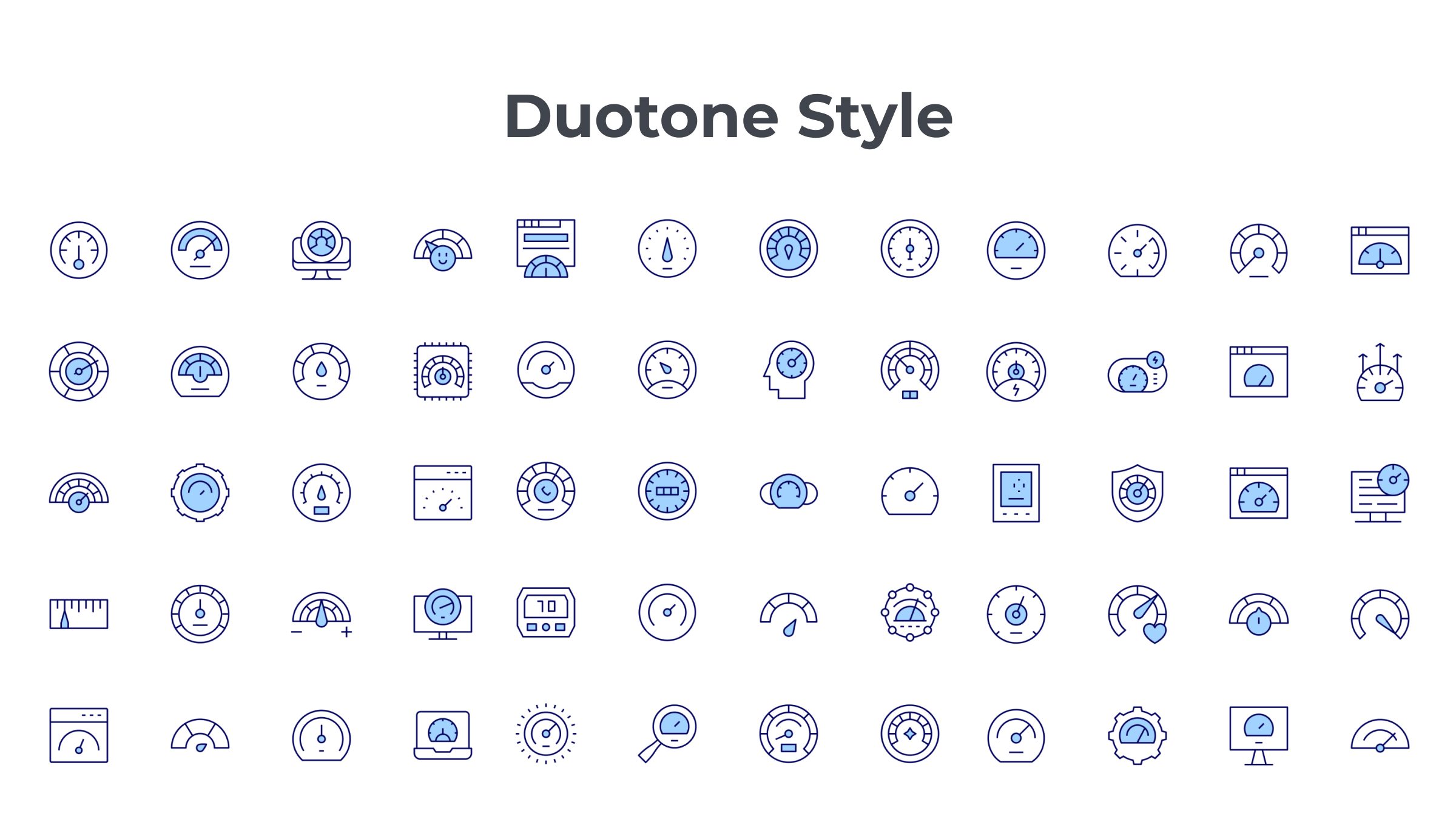 Speedometer Icon Set. Duotone Line Style. Part 3 6