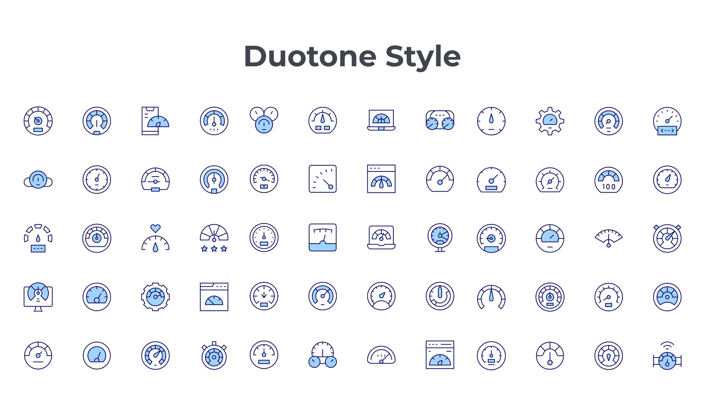 Speedometer Icon Set. Duotone Line Style. Part 4 6