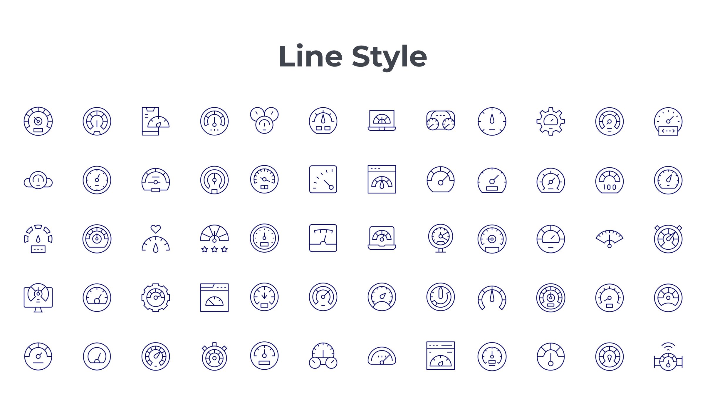 Speedometer Icon Set. Duotone Line Style. Part 4 7