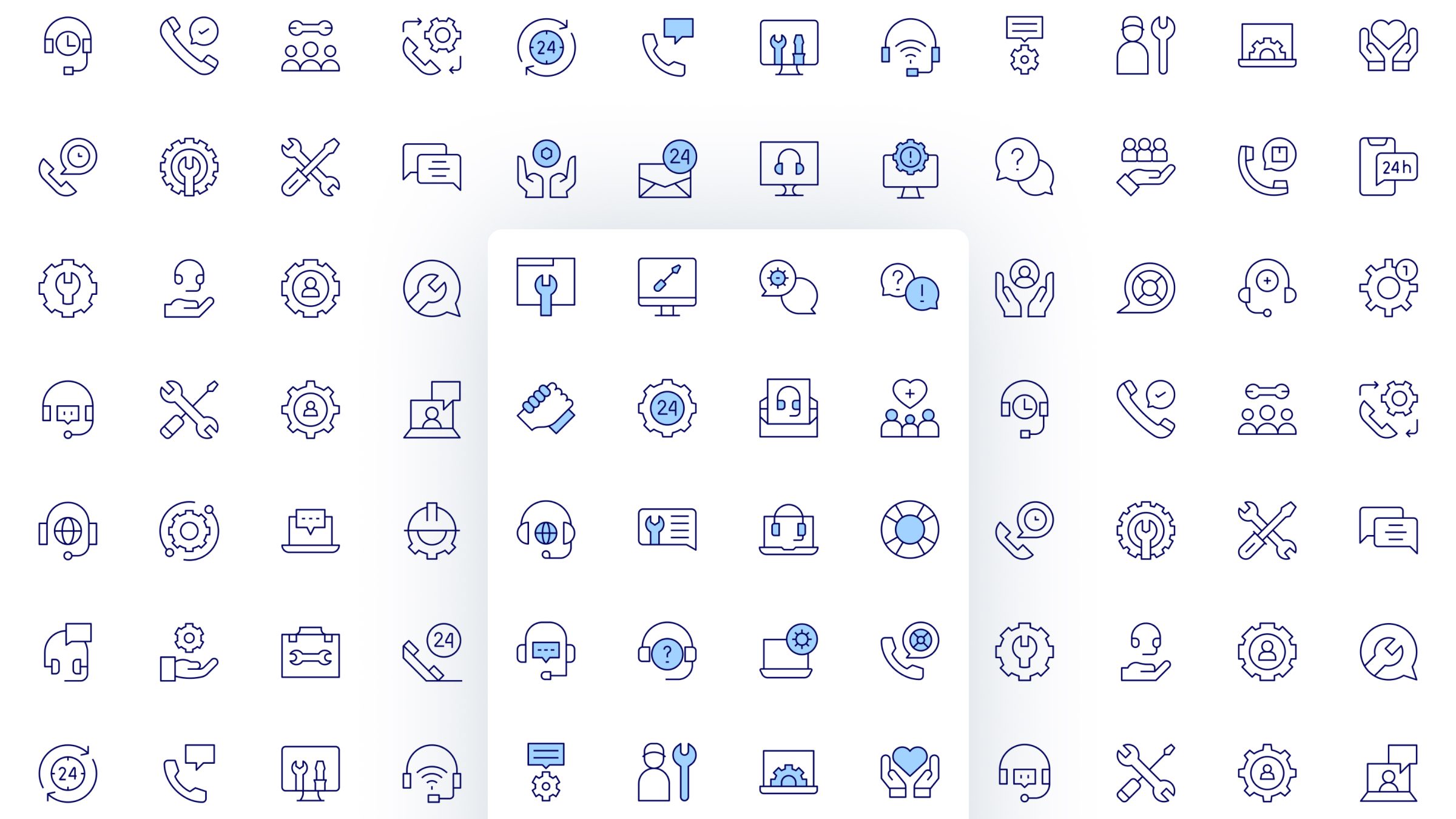 Support Icon Set. Duotone Line Style 2