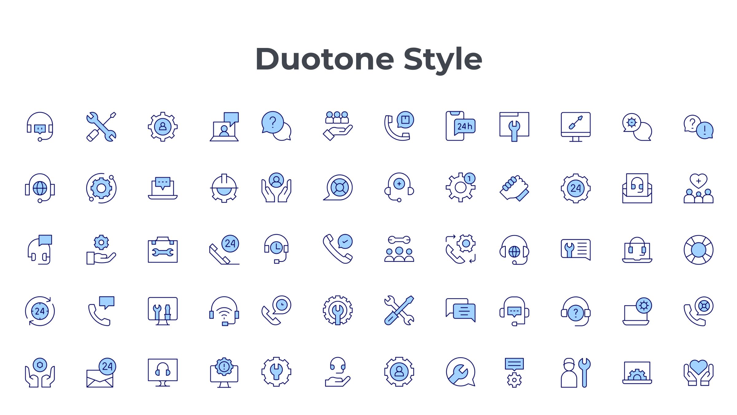 Support Icon Set. Duotone Line Style 6