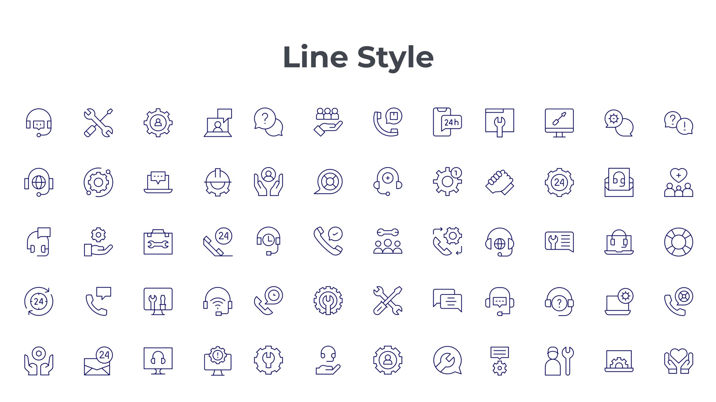 Support Icon Set. Duotone Line Style 7