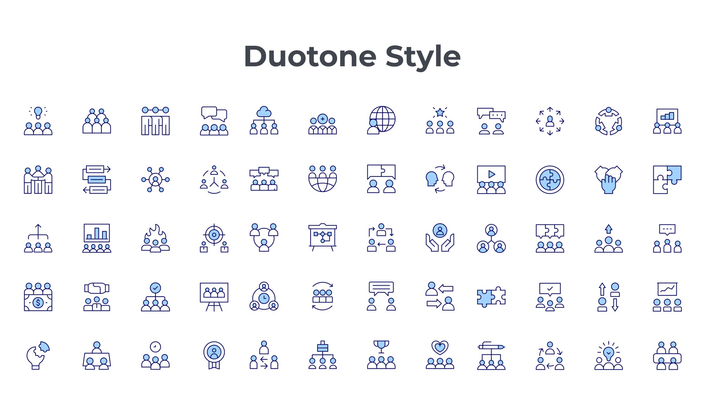 Teamwork Icon Set. Duotone Line Style 6