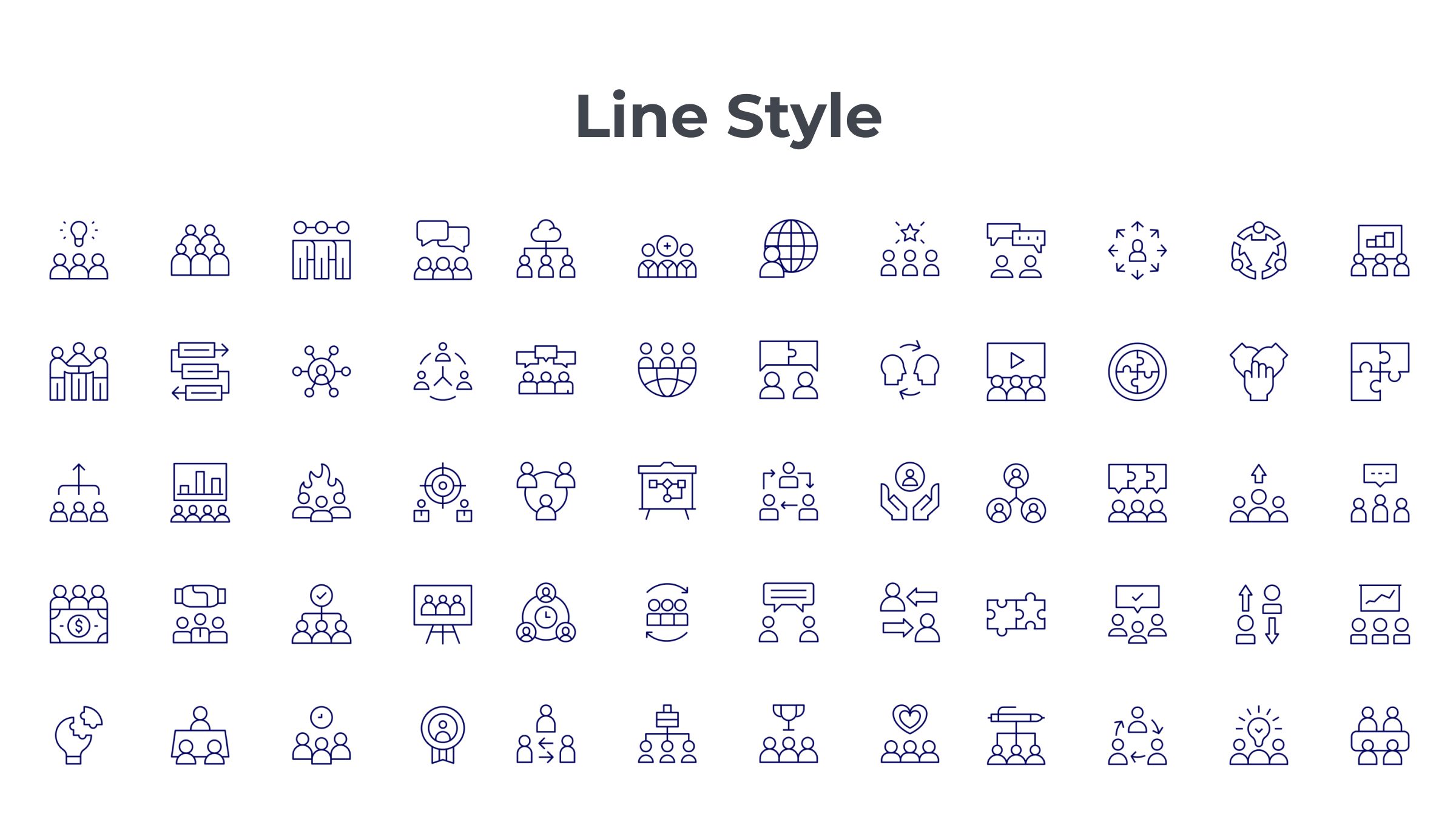 Teamwork Icon Set. Duotone Line Style 7