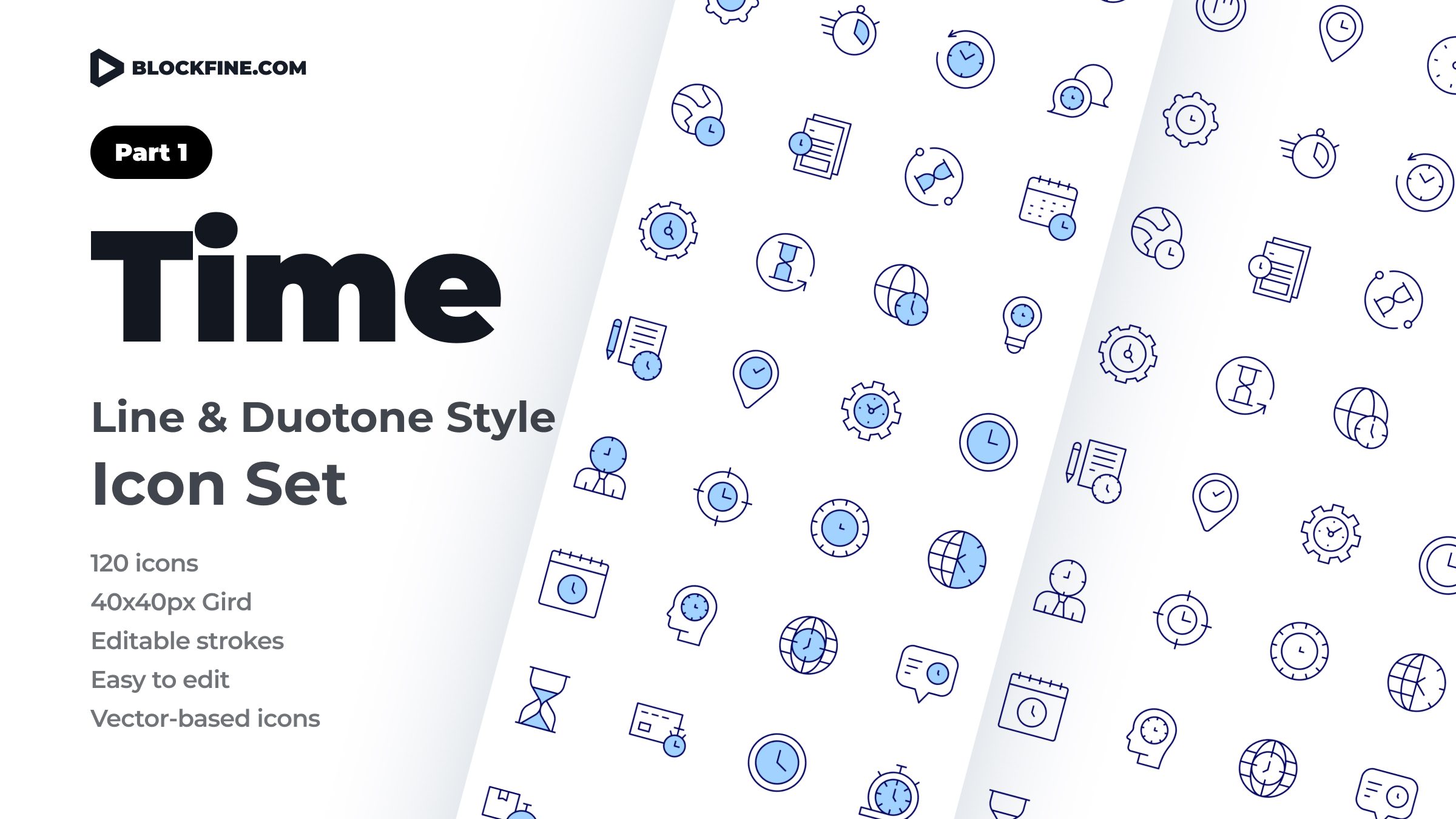 Time Icon Set. Duotone Line Style. Part 1 1