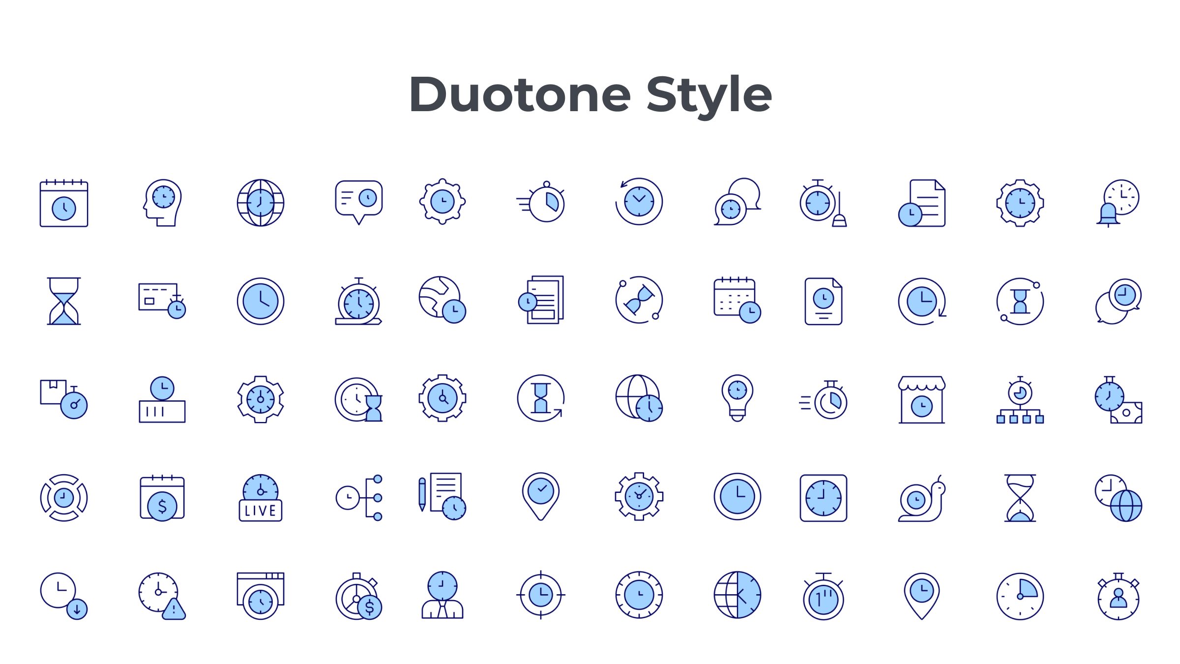 Time Icon Set. Duotone Line Style. Part 1 6