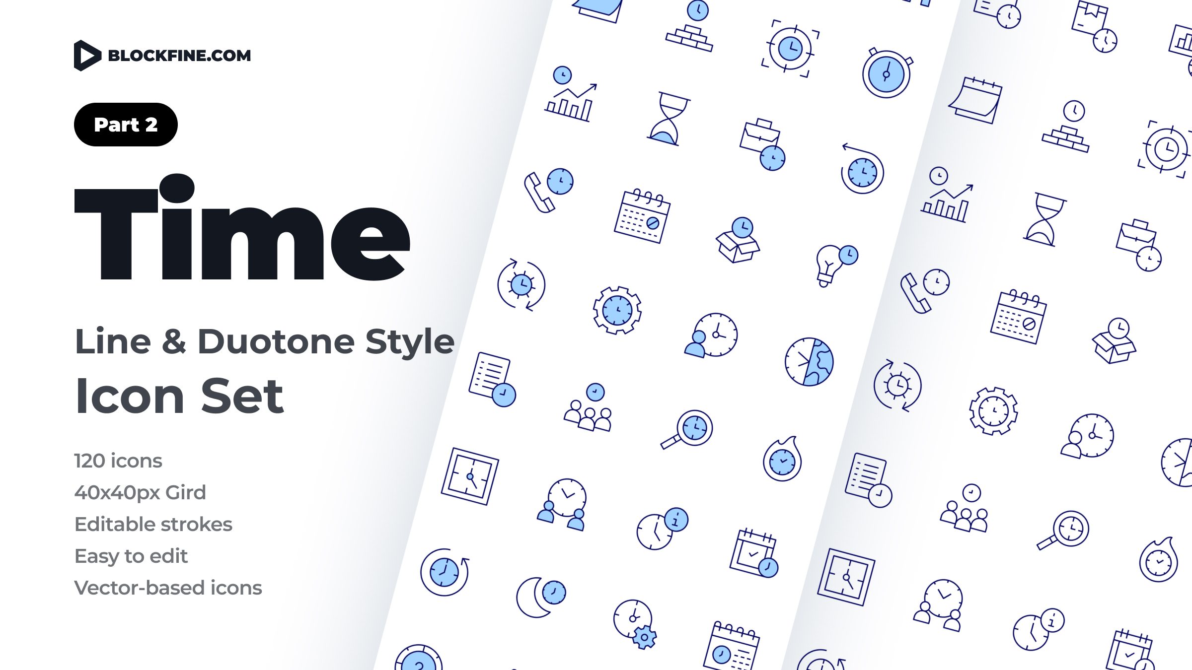 Time Icon Set. Duotone Line Style. Part 2 1