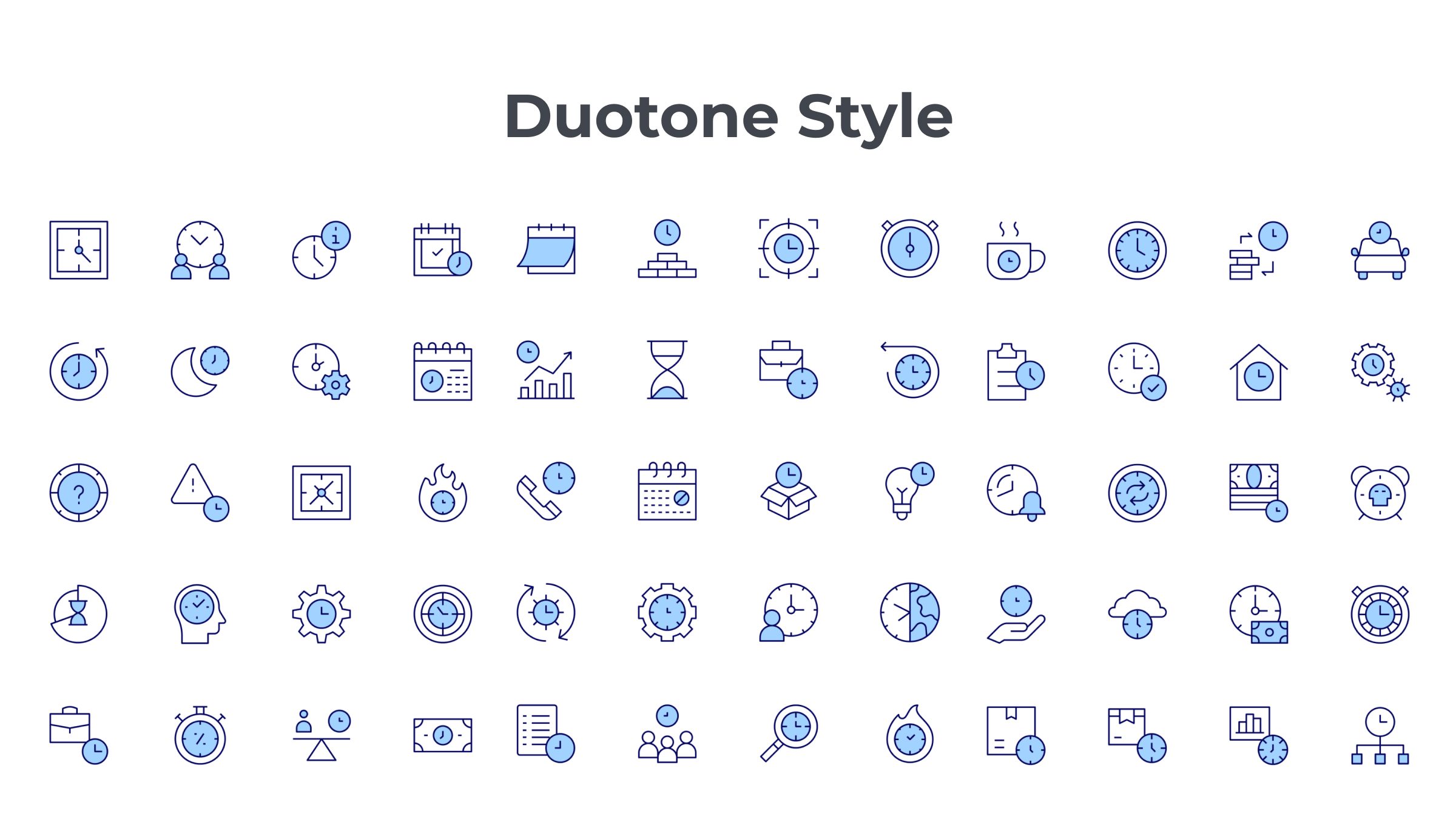 Time Icon Set. Duotone Line Style. Part 2 6