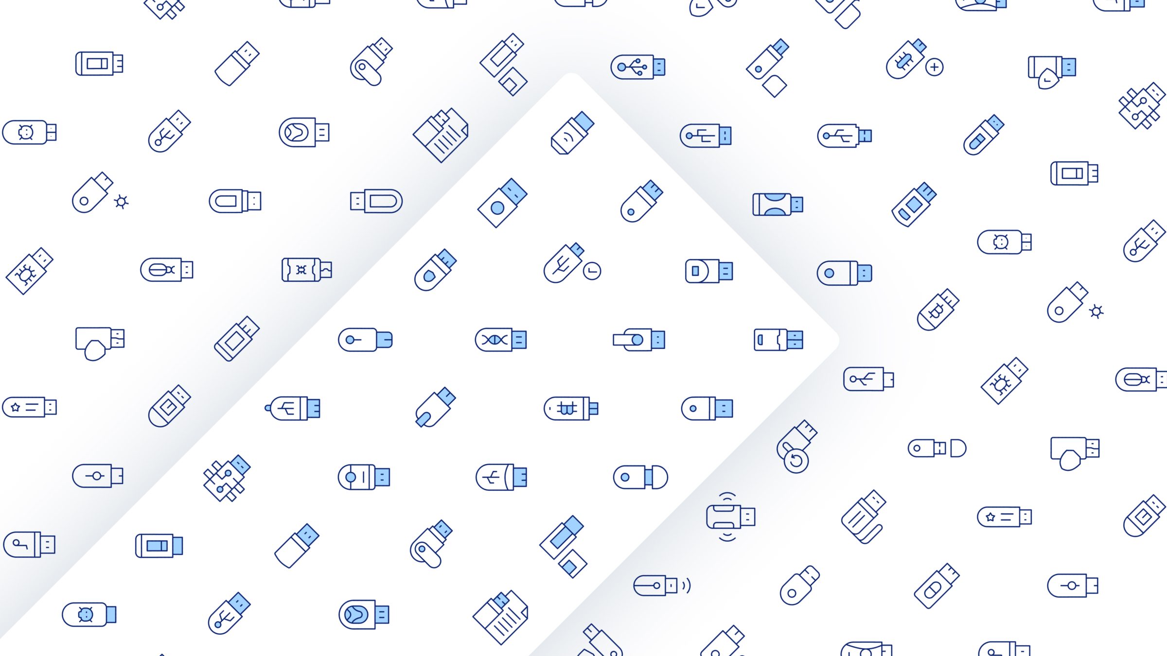 Usb Flash Drive Icon Set. Duotone Line Style 3