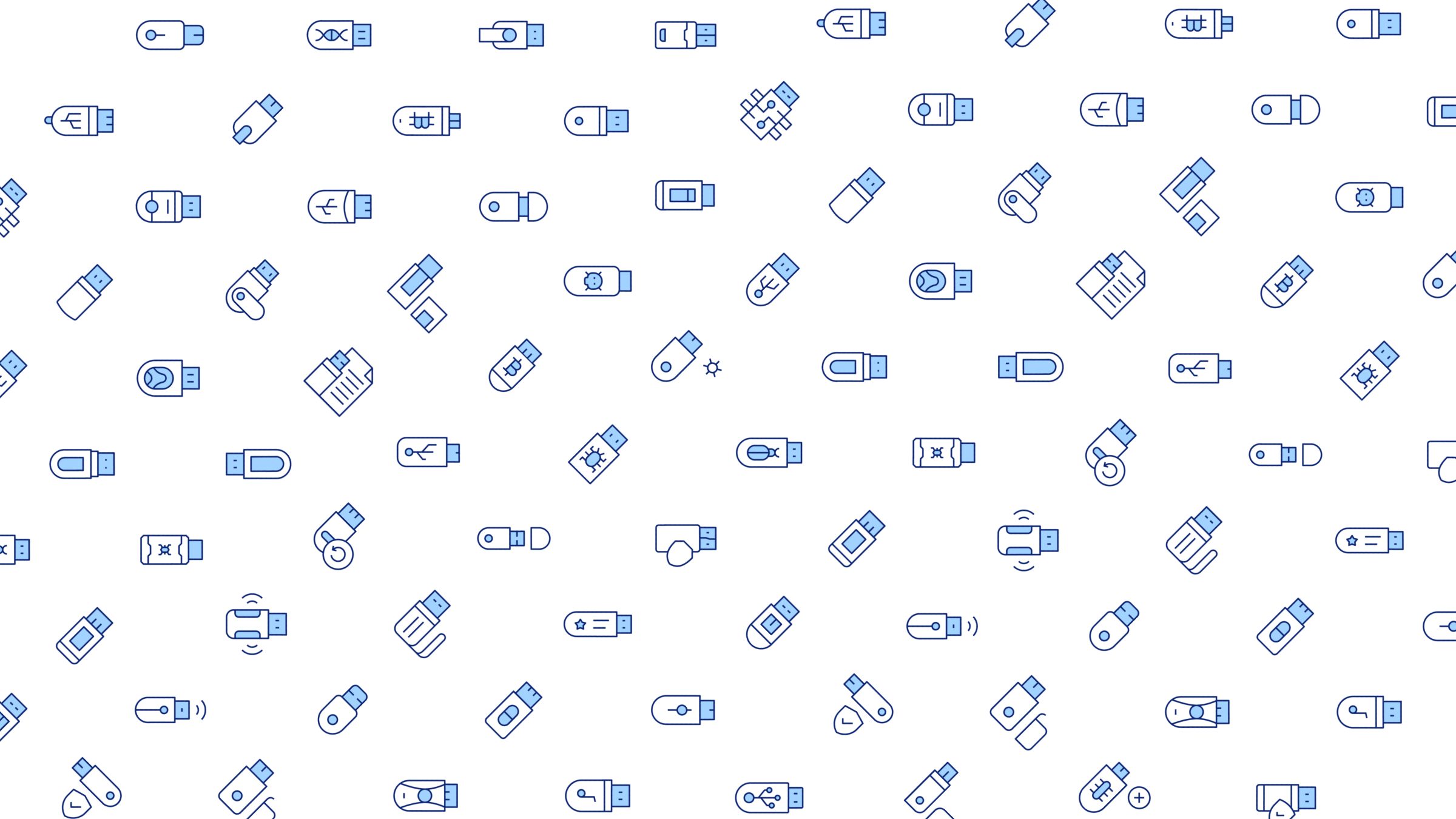 Usb Flash Drive Icon Set. Duotone Line Style 4